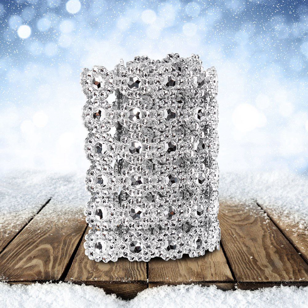 1 Yard Long Flower Shape Diamond Mesh Warp Sparkling Artificial Crystal view 11