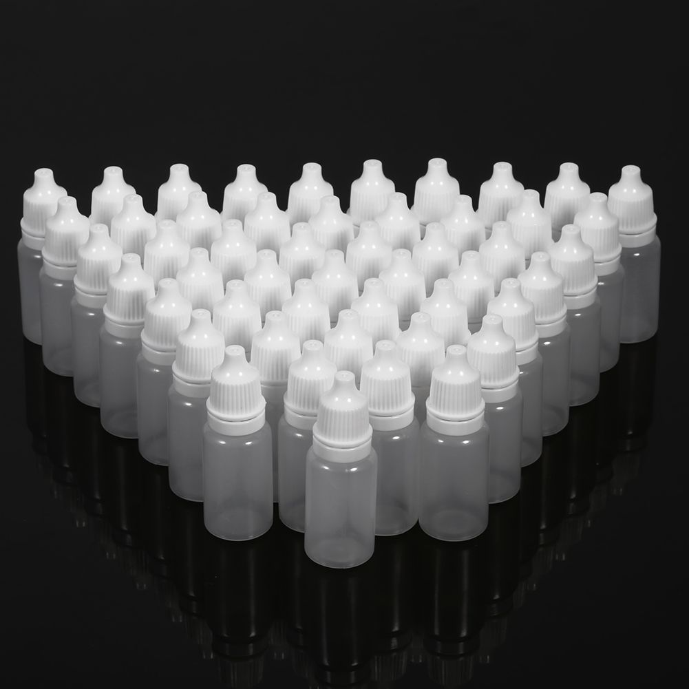 50PCS 10ml Volume Empty Plastic Squeezable Bottles Eye Liquid Container Dropper