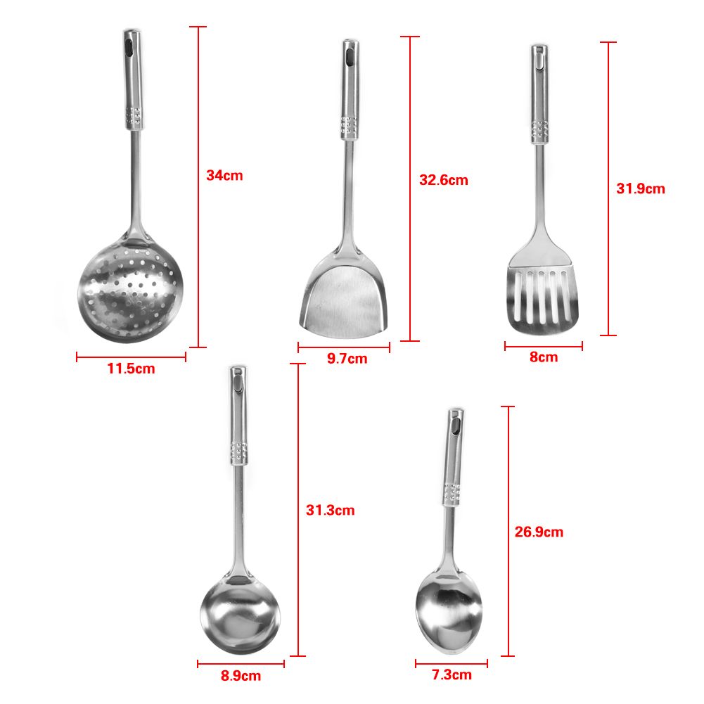5Pcs Multi functional Kitchen Utensil Set Stainless Steel Spoons Shovel view 10