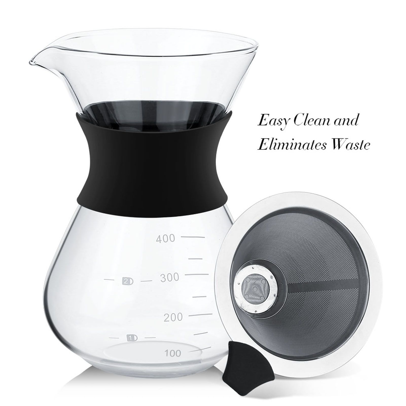 Manual Hand Drip Coffee Maker Glass Pot with Stainless Steel Filter view 6