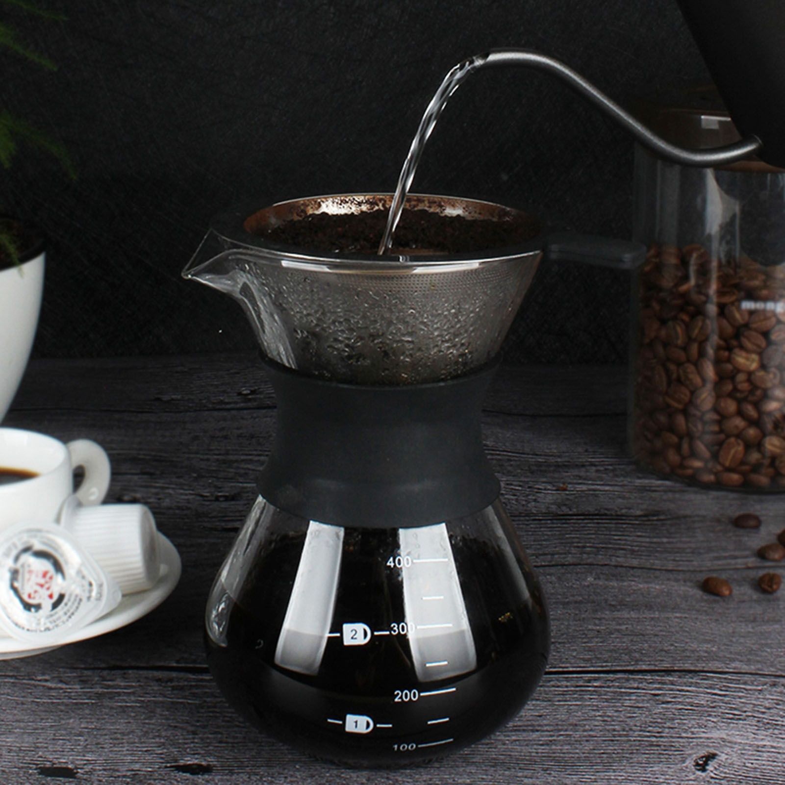 Manual Hand Drip Coffee Maker Glass Pot with Stainless Steel Filter view 8