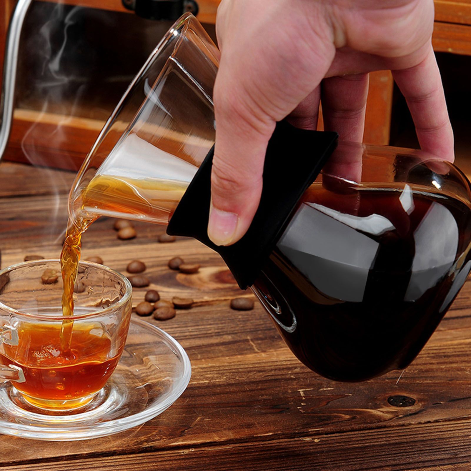 Manual Hand Drip Coffee Maker Glass Pot with Stainless Steel Filter view 9