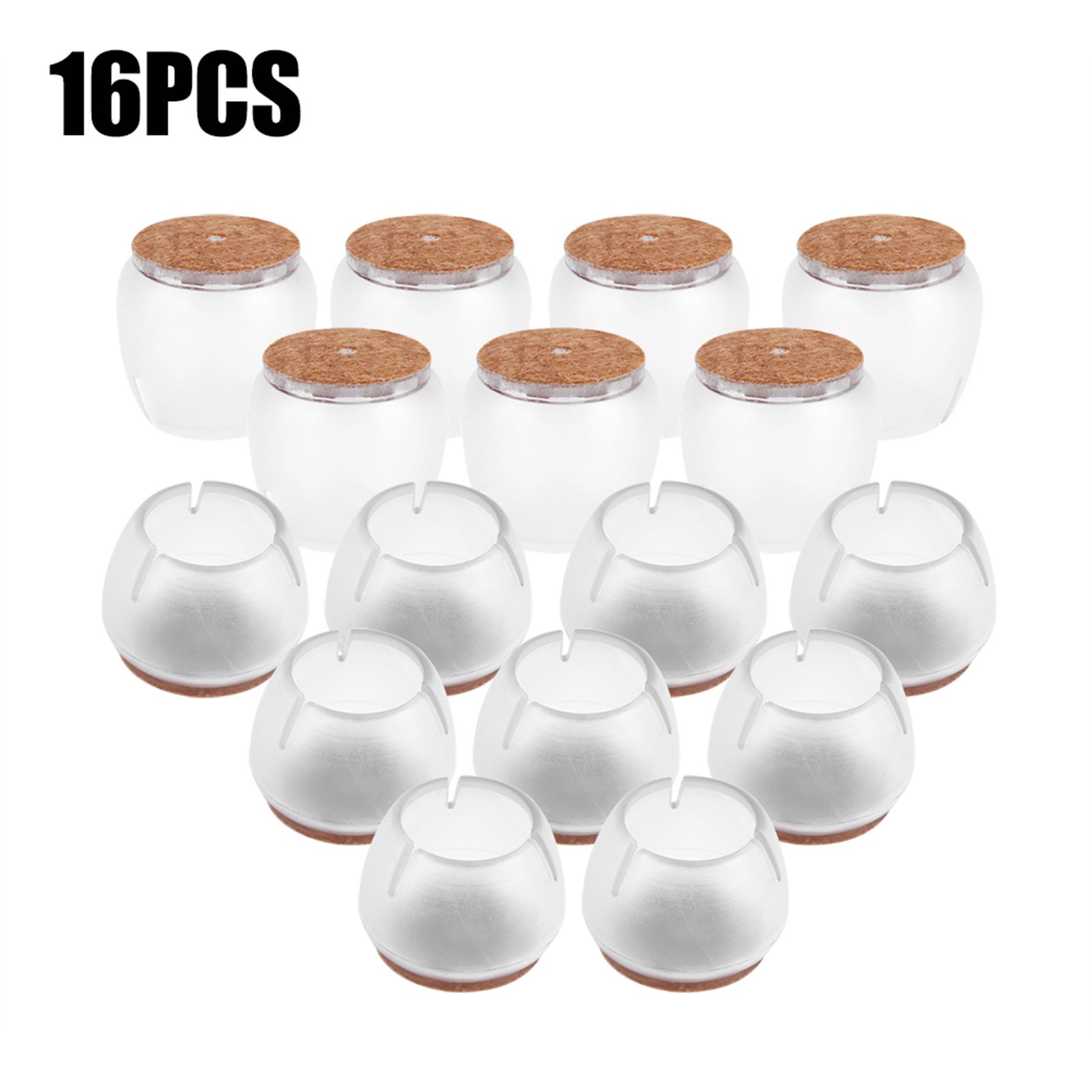 16Pcs Transparent PVC Table Chair Furniture Leg Non Slip Foot Cap Cups Cover — image 1