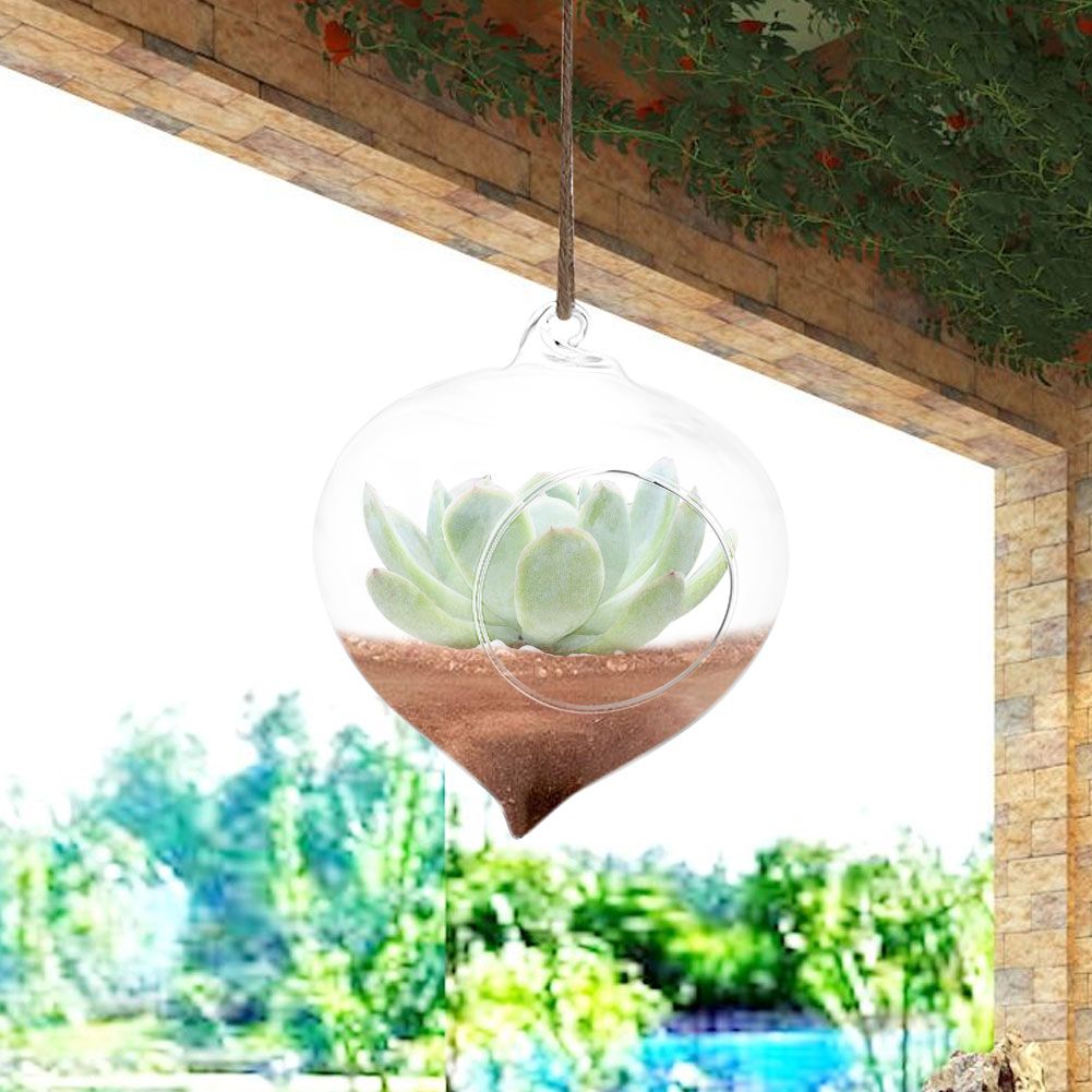Flowerpot Succulent Plant Container Hanging Glass Vase Home Garden Decor view 2