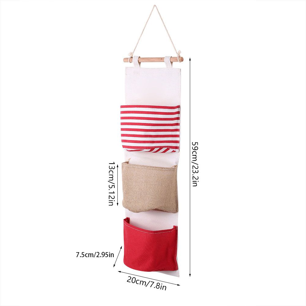 3Layer Linen Storage Bag Wardrobe Hanging Bag Wall Pouch Toys view 9