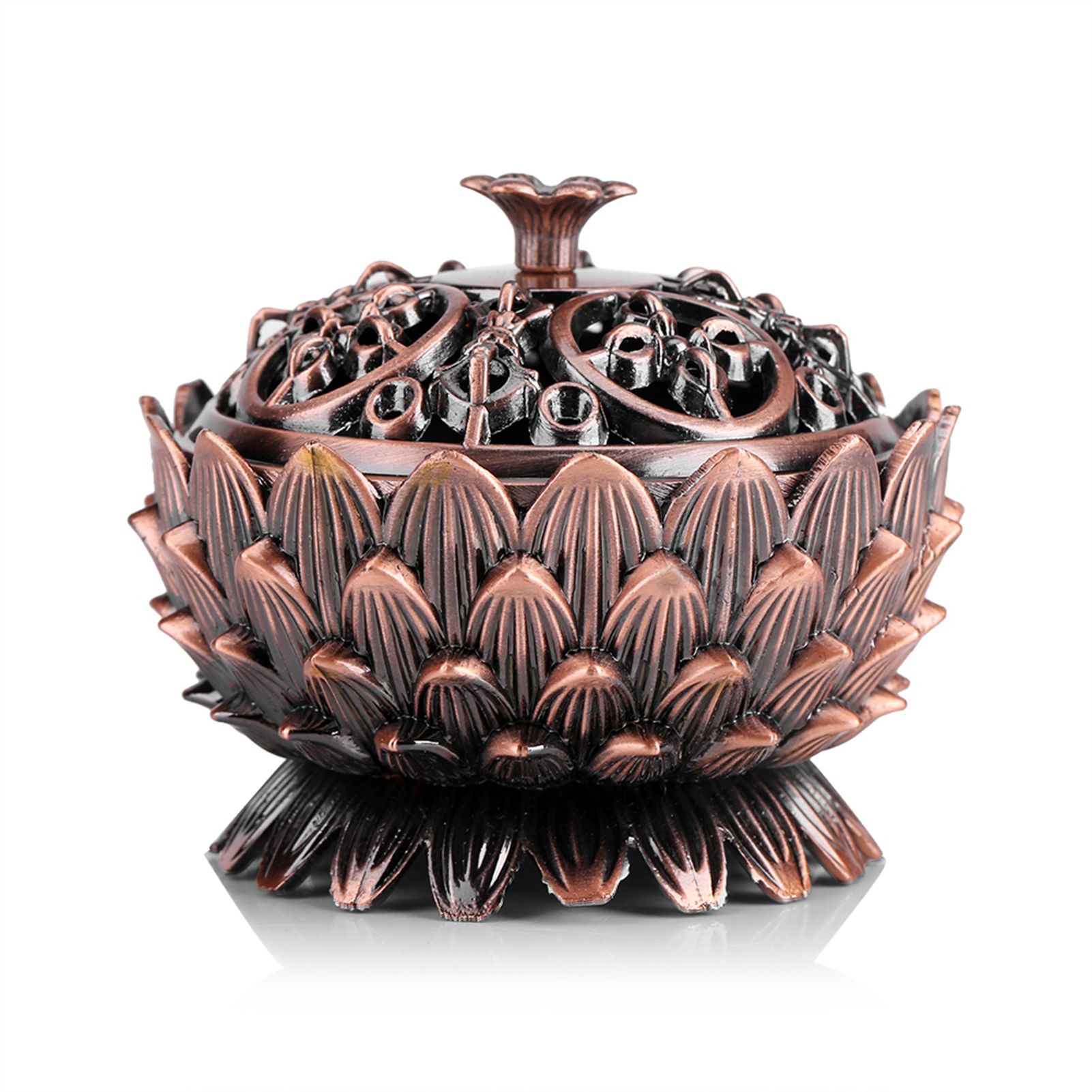 1Pc Vintage Lotus Shape Alloy Incense Burner Holder Tool Home Decoration Hot view 2