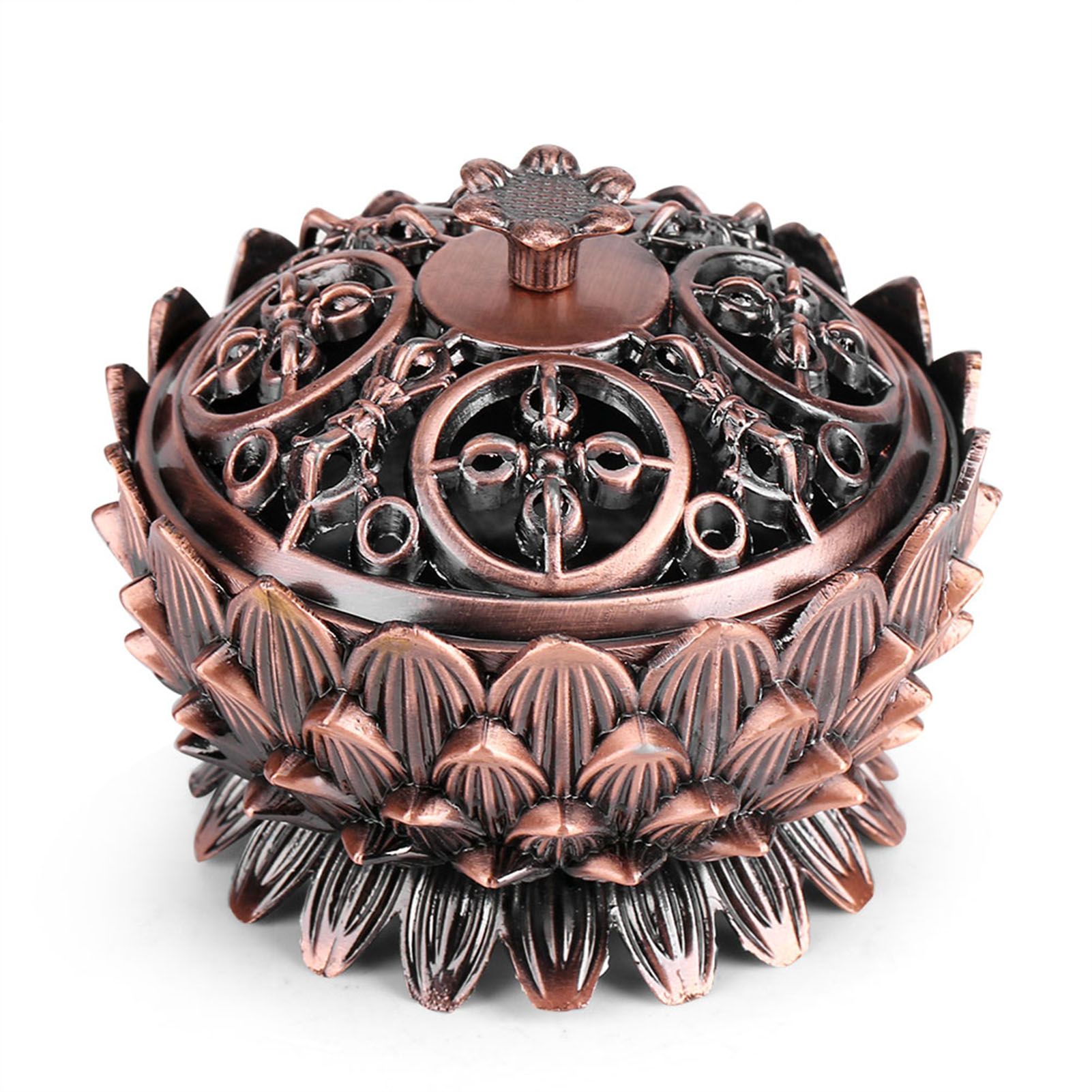 1Pc Vintage Lotus Shape Alloy Incense Burner Holder Tool Home Decoration Hot view 3