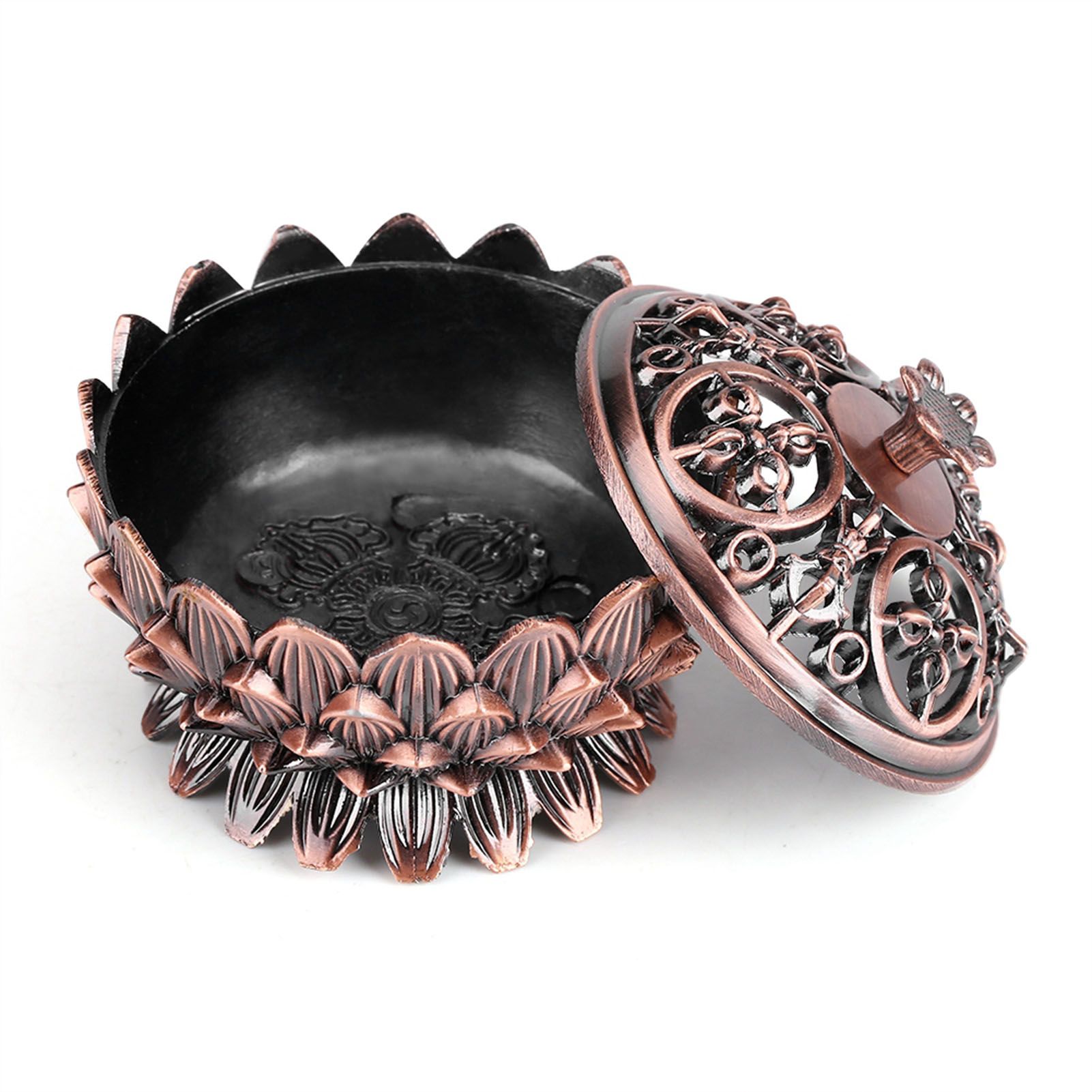 1Pc Vintage Lotus Shape Alloy Incense Burner Holder Tool Home Decoration Hot view 4