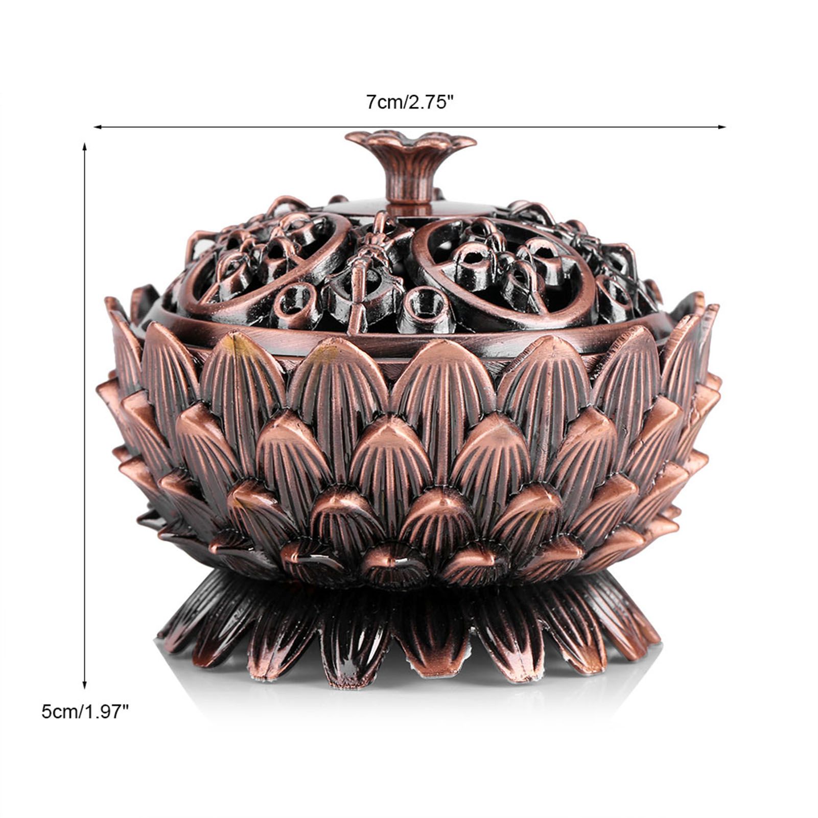 1Pc Vintage Lotus Shape Alloy Incense Burner Holder Tool Home Decoration Hot view 9