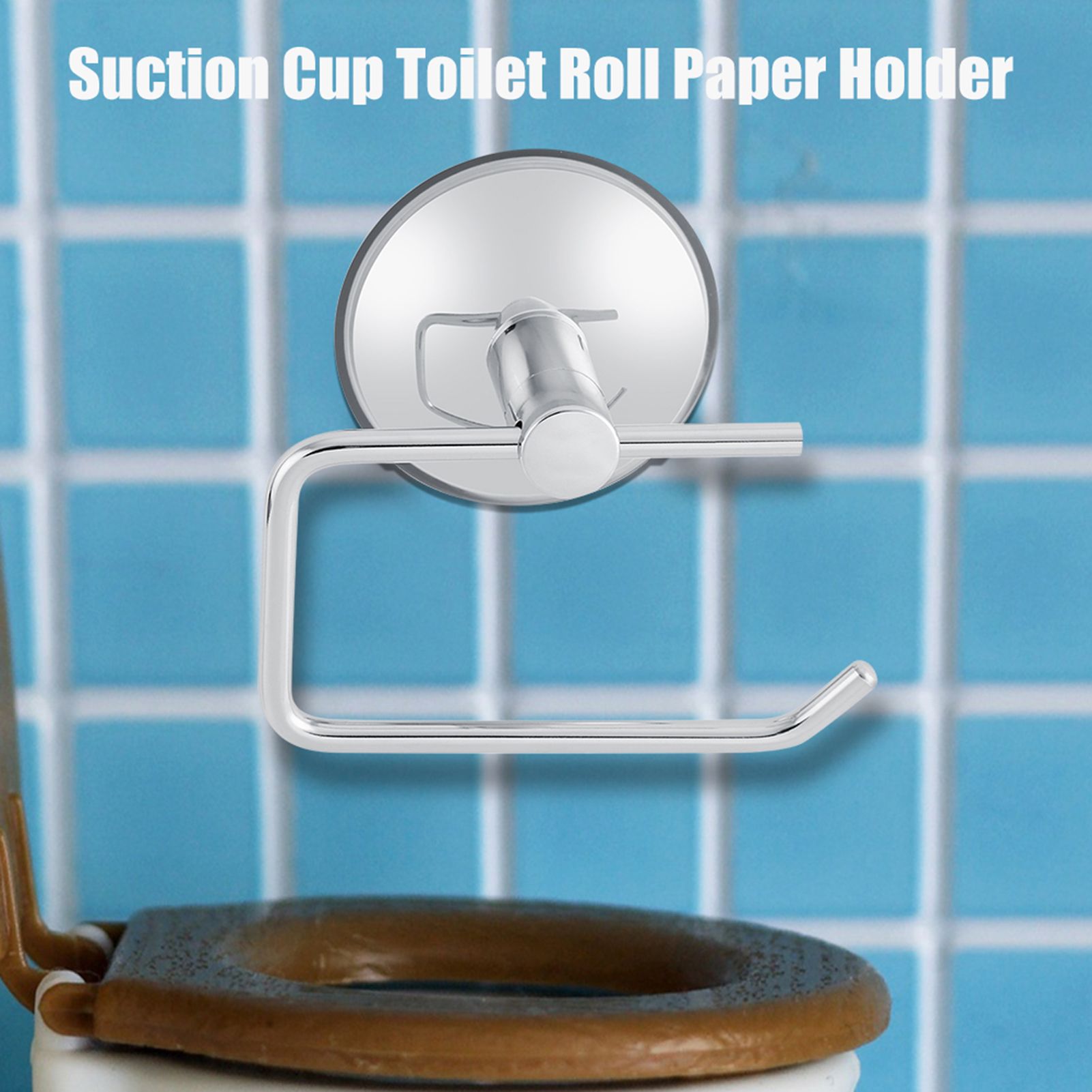 Stainless Steel Bathroom Toilet Suction Cup Paper Roll Holder Bar WallMounted Rack view 8