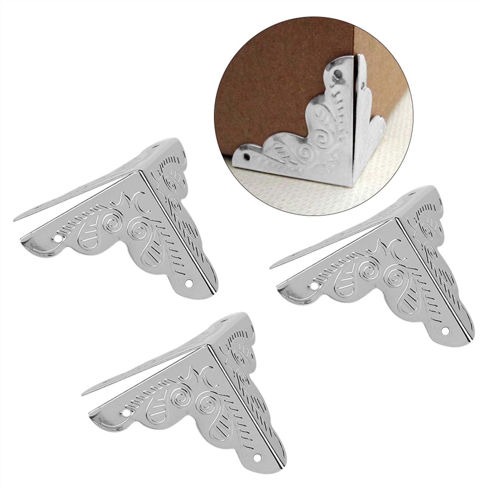 12pcs Wooden Box Jewelry Gift Case Corner Decorative Protectors Iron Edge view 10