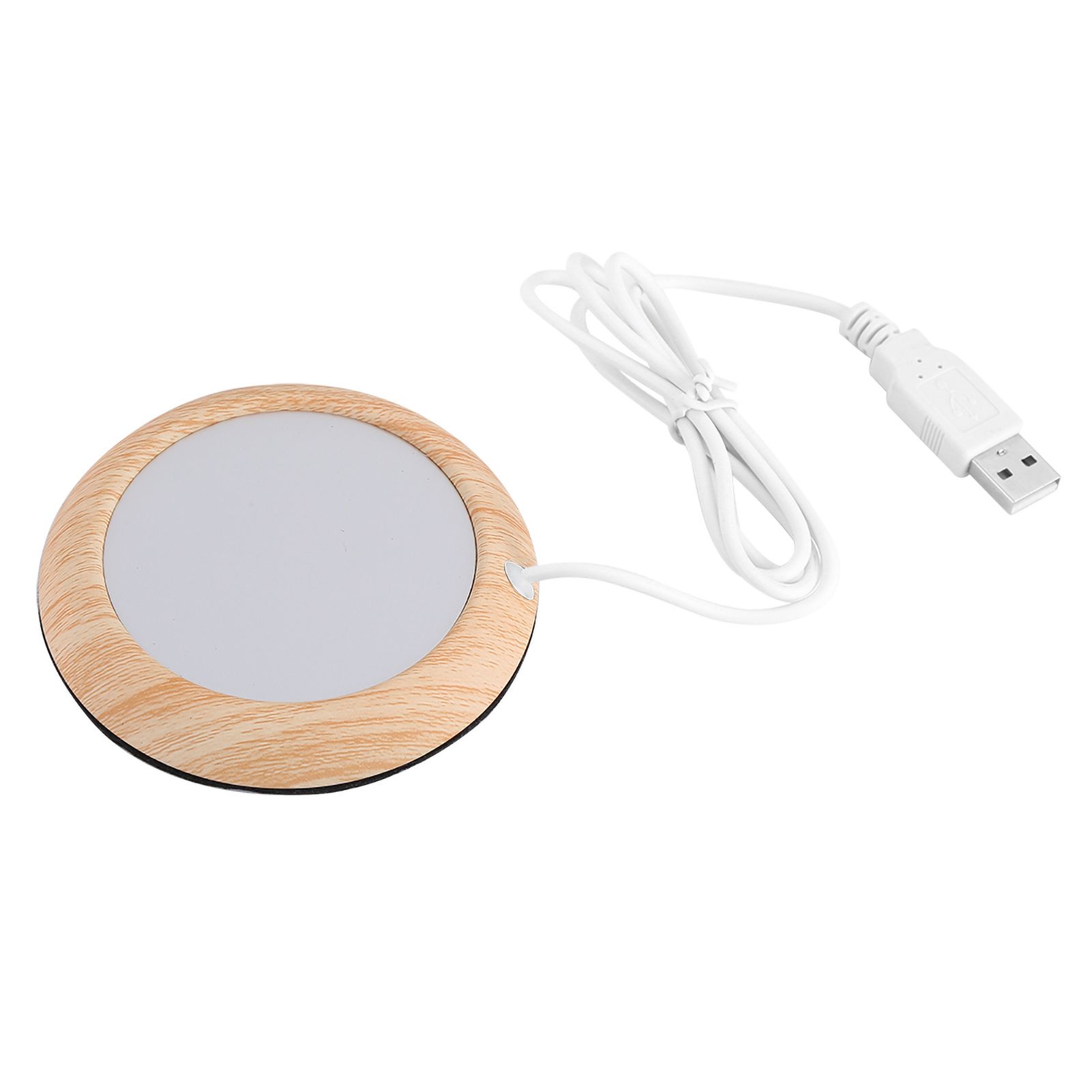 USB Wood Grain Cup Warmer Heat Beverage Mug Mat Coffee Heater Pad Bright Wood