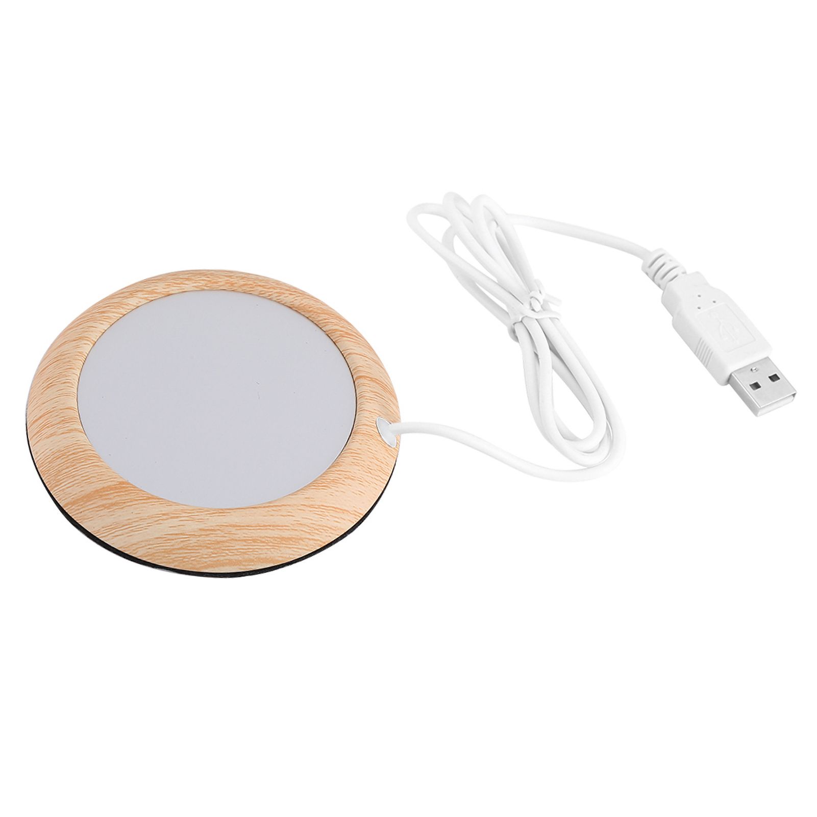 USB Wood Grain Cup Warmer Heat Beverage Mug Mat Coffee Heater Pad Bright Wood view 2