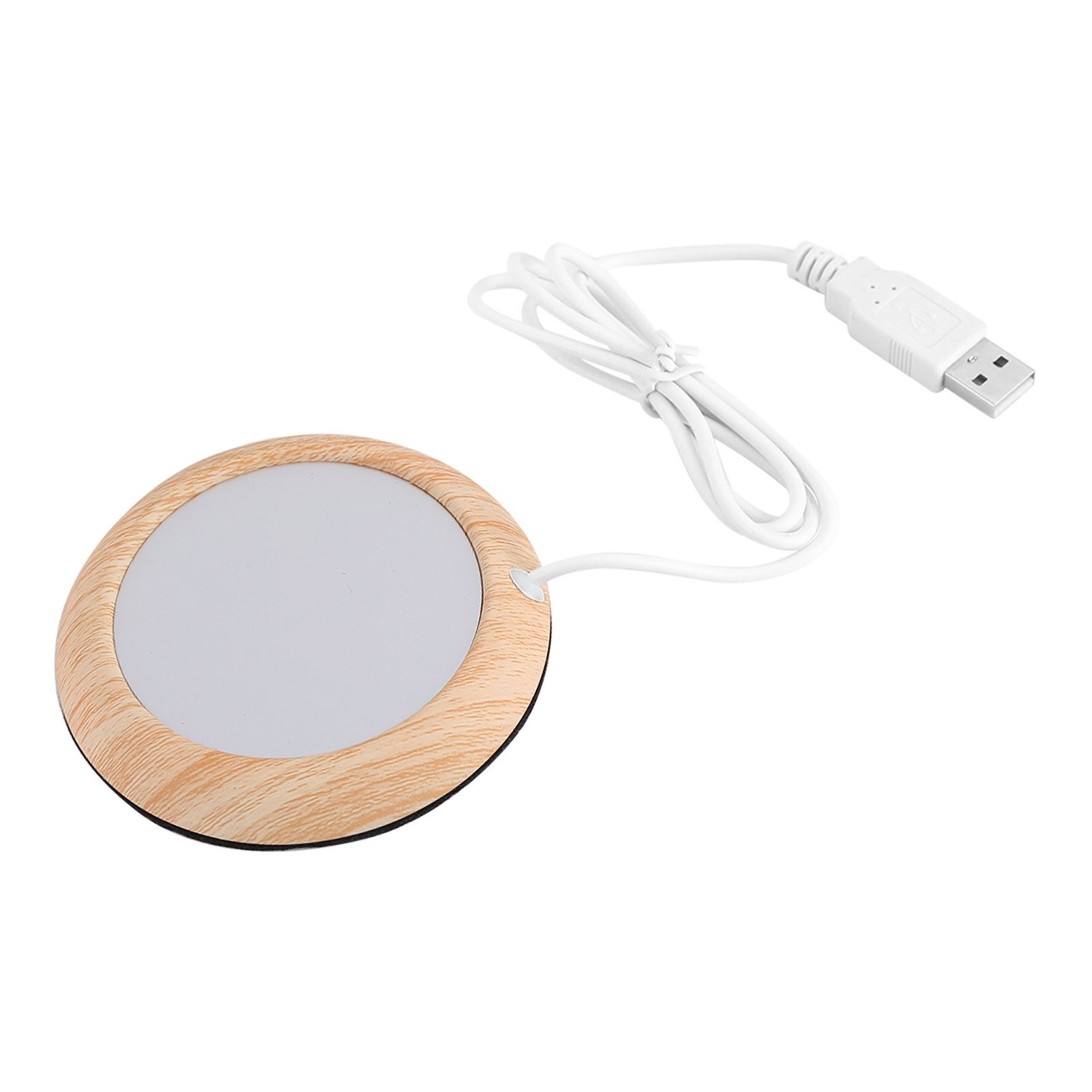 USB Wood Grain Cup Warmer Heat Beverage Mug Mat Coffee Heater Pad Bright Wood view 3