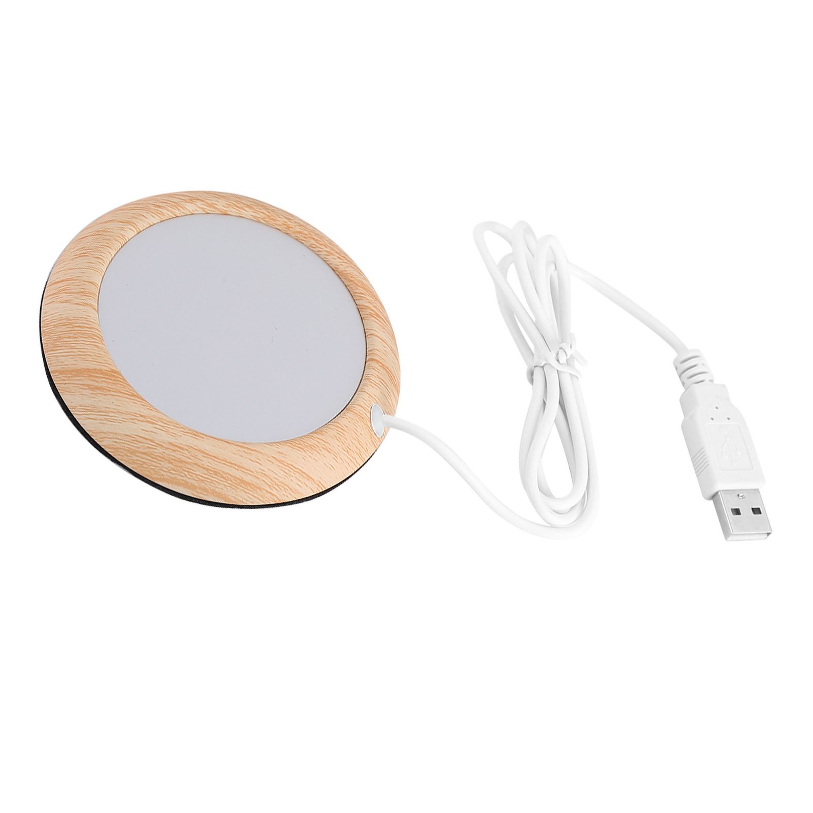 USB Wood Grain Cup Warmer Heat Beverage Mug Mat Coffee Heater Pad Bright Wood view 4