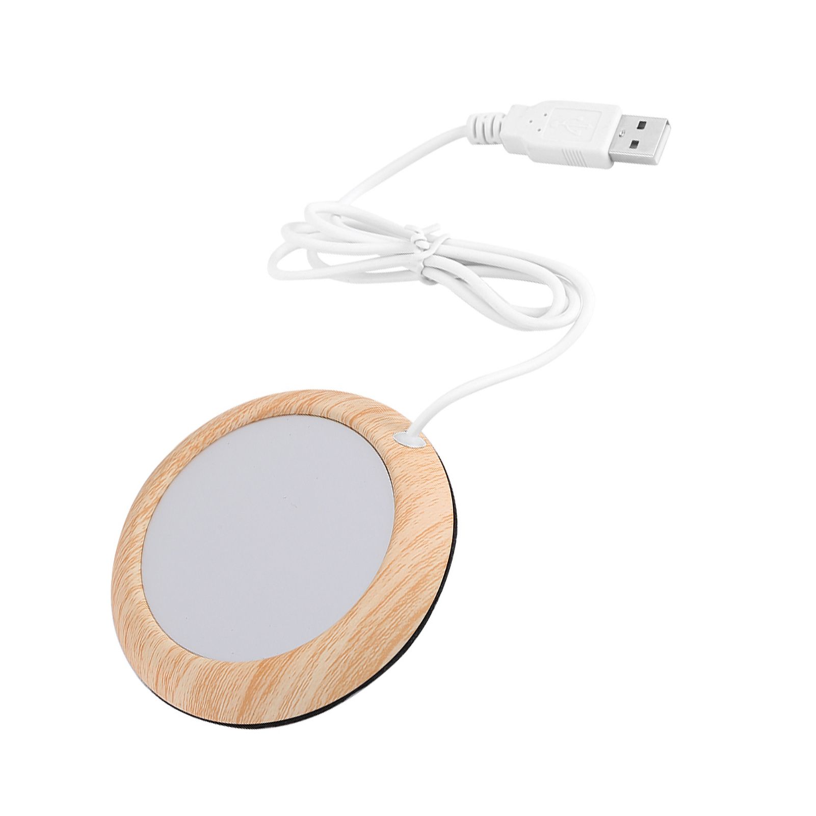 USB Wood Grain Cup Warmer Heat Beverage Mug Mat Coffee Heater Pad Bright Wood view 5