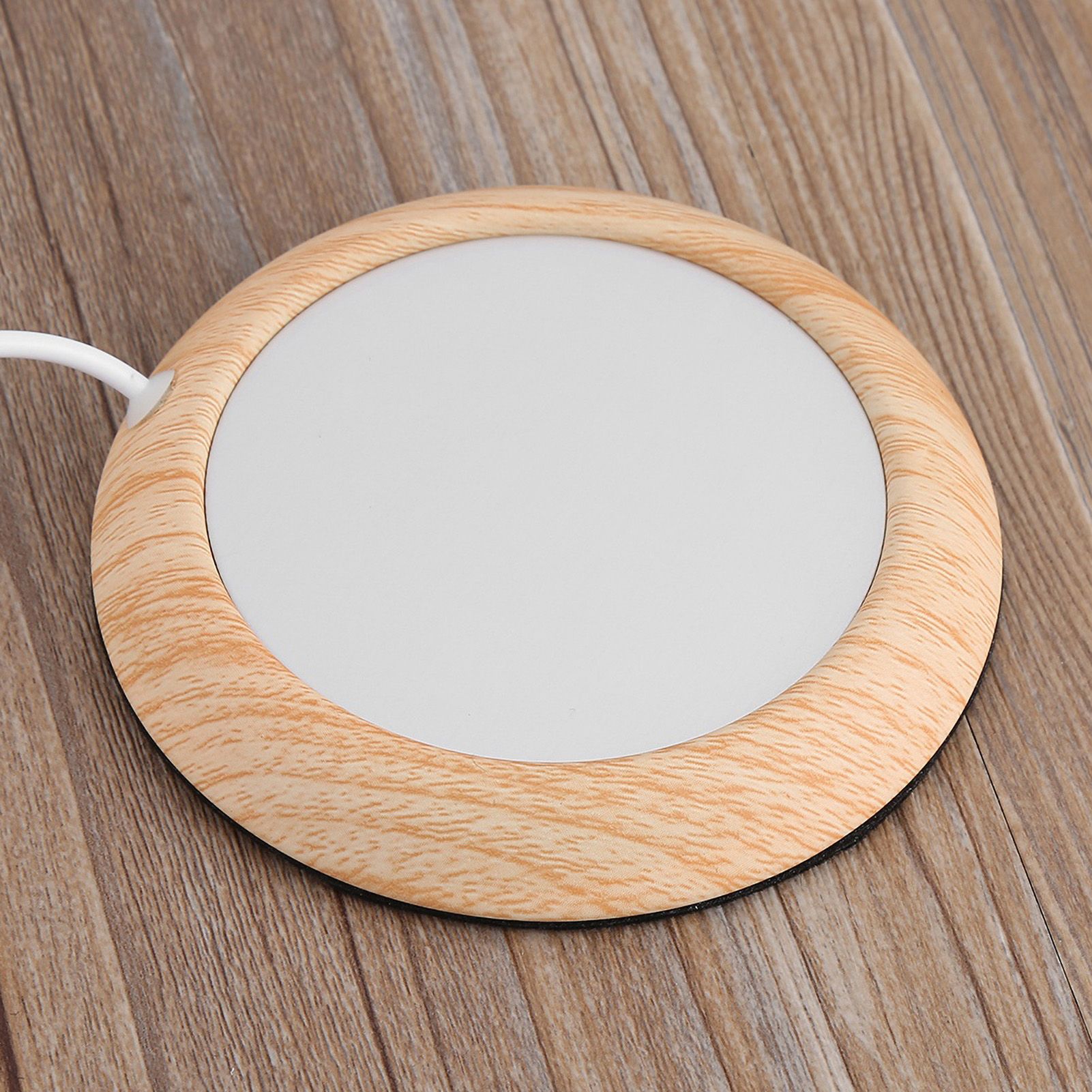 USB Wood Grain Cup Warmer Heat Beverage Mug Mat Coffee Heater Pad Bright Wood view 9