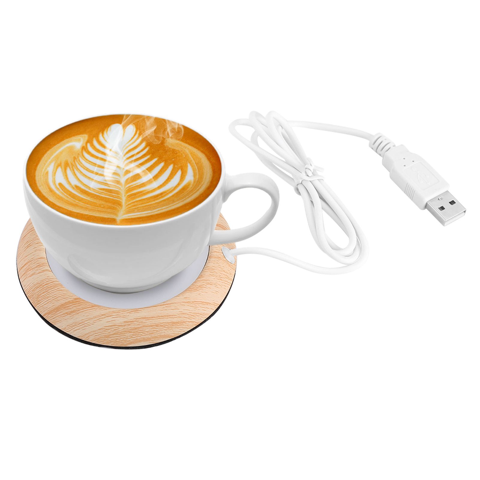 USB Wood Grain Cup Warmer Heat Beverage Mug Mat Coffee Heater Pad Bright Wood view 15