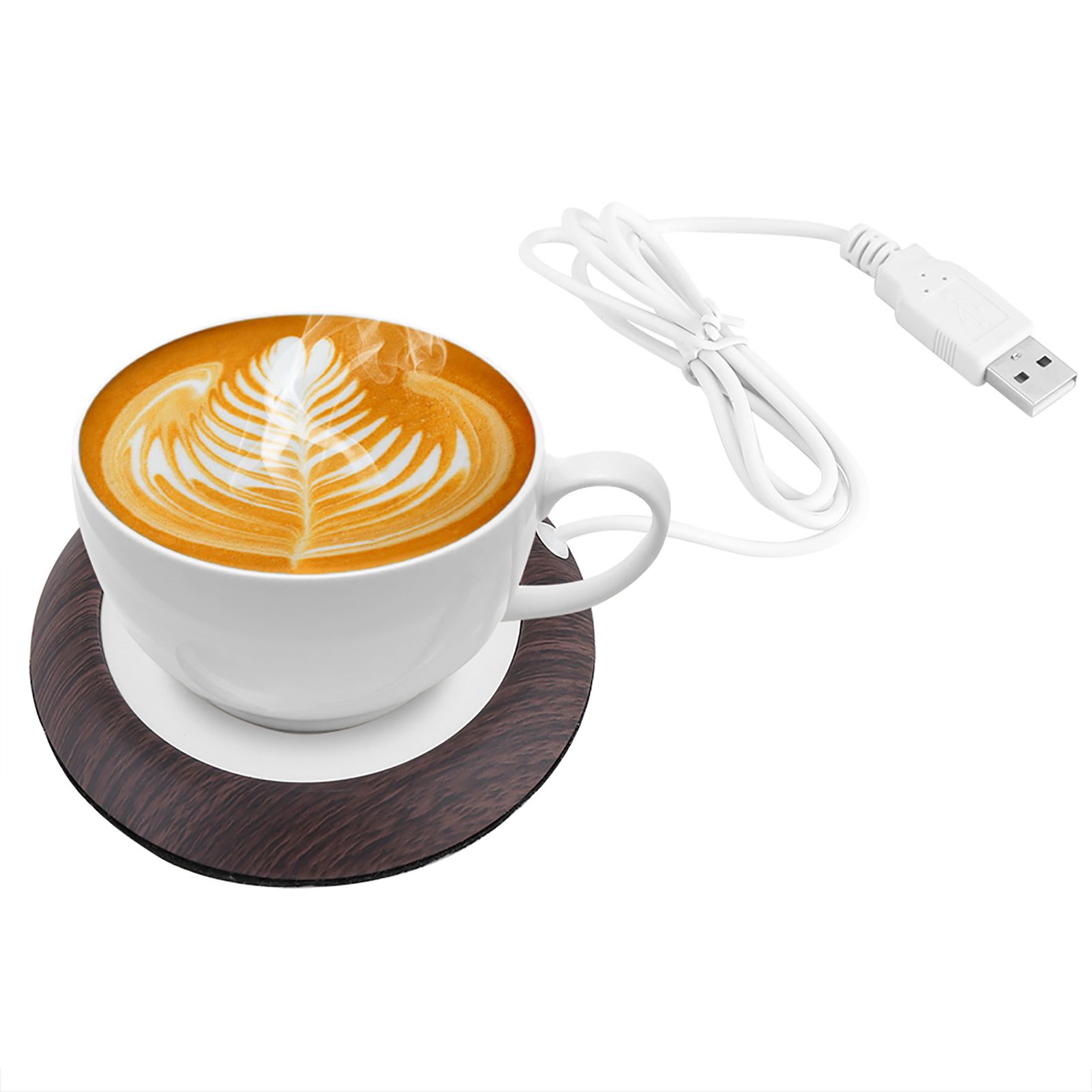 USB Cup Warmer Heat Beverage Mug Mat Office Tea Coffee Heater Pad Dark Wood Grain view 12