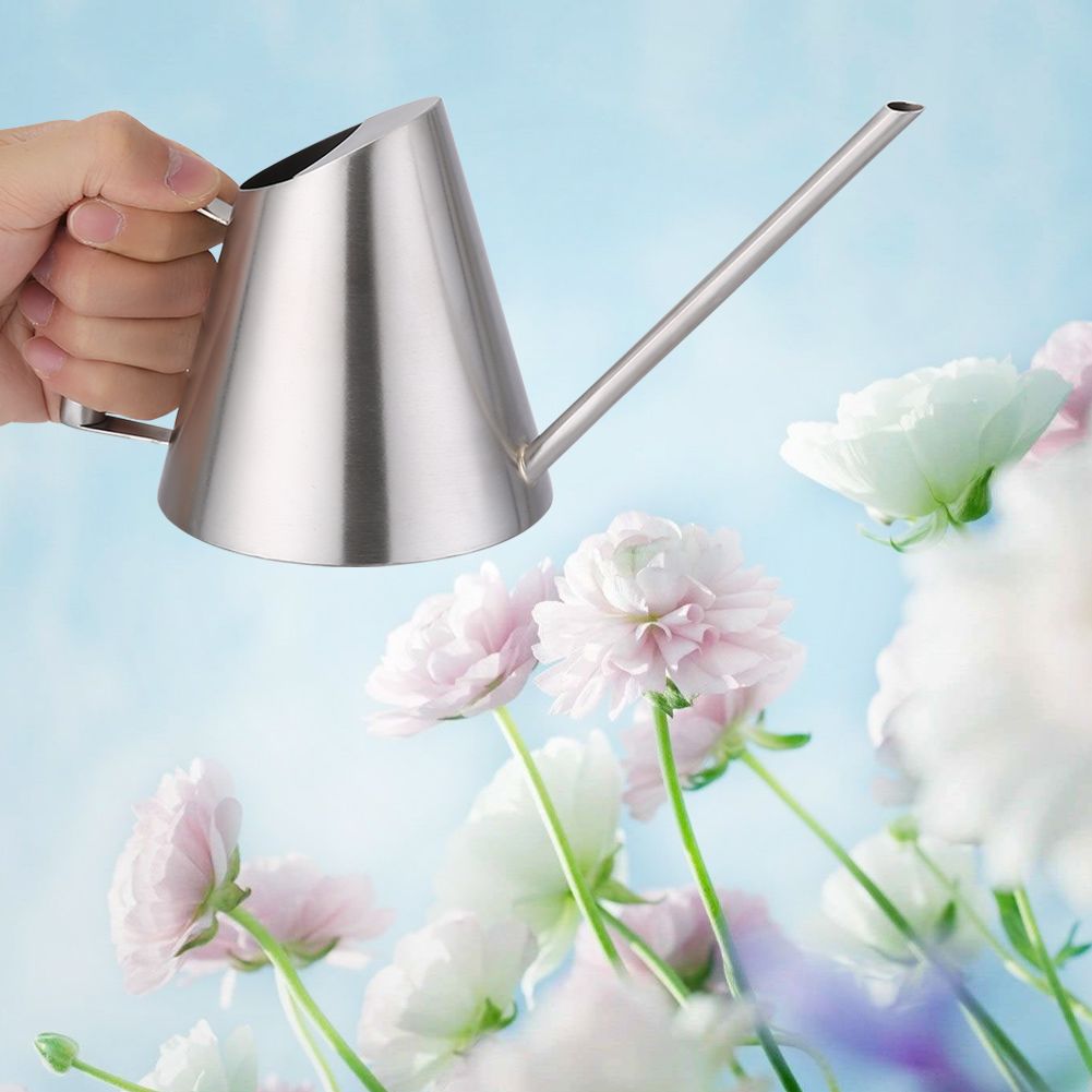 900ml Stainless Steel Watering Can Brushed Garden Planting Indoor Outdoor view 4
