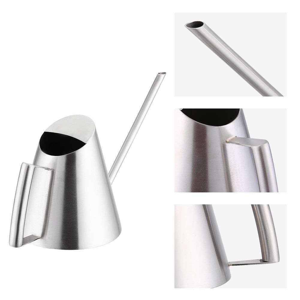 900ml Stainless Steel Watering Can Brushed Garden Planting Indoor Outdoor view 6