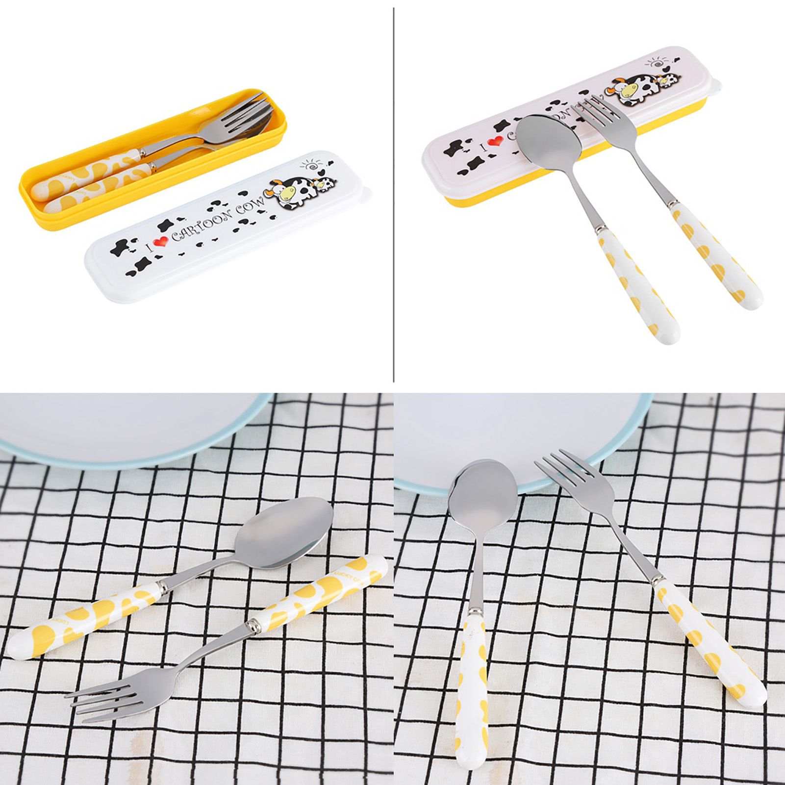 2 PCS Stainless Steel Knife Fork Spoon Kitchen Flatware Tableware with Box view 7