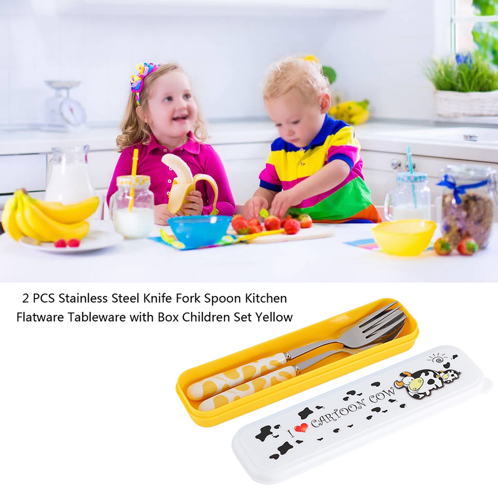 2 PCS Stainless Steel Knife Fork Spoon Kitchen Flatware Tableware with Box view 8