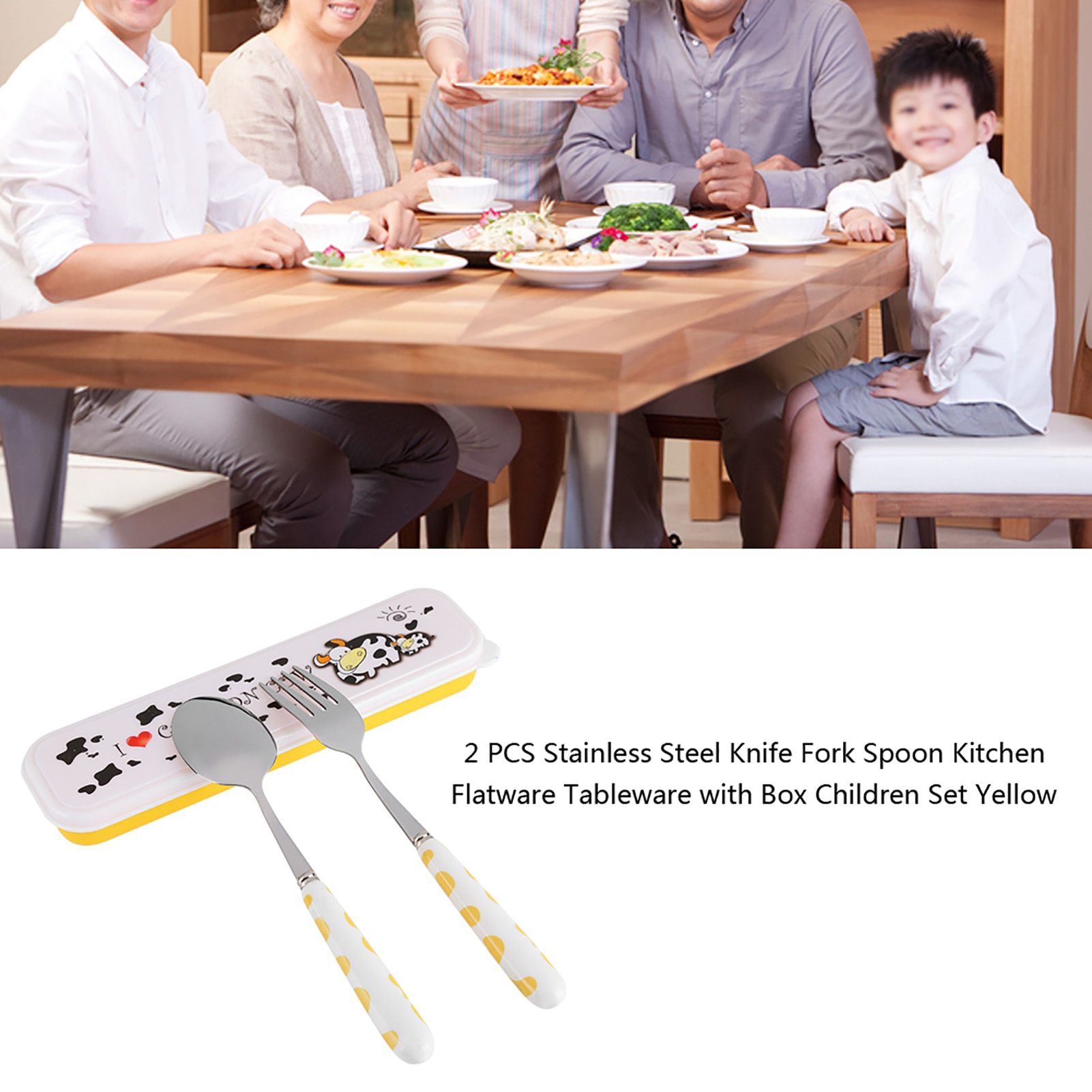 2 PCS Stainless Steel Knife Fork Spoon Kitchen Flatware Tableware with Box view 9