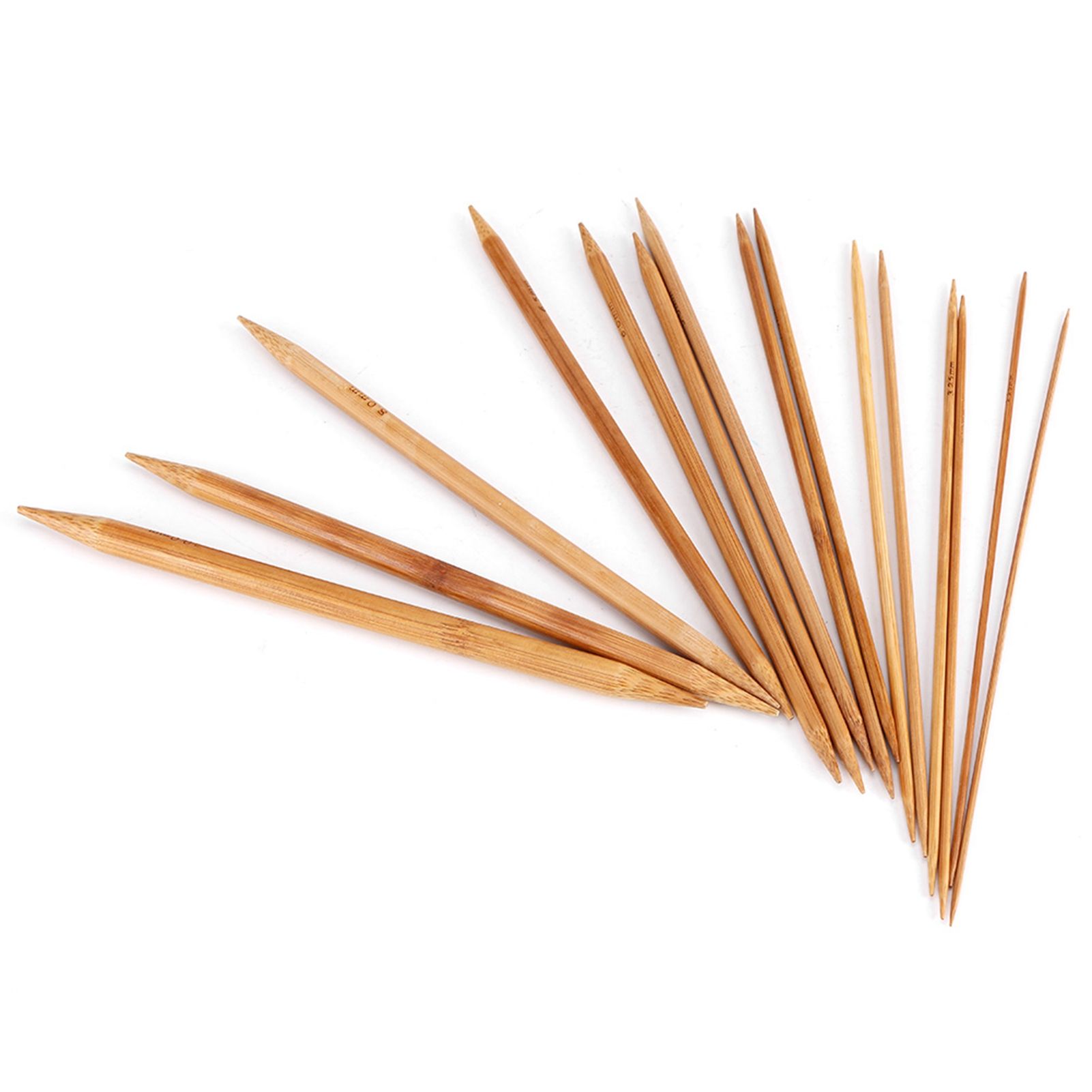 Bamboo Knitting Needles Smooth Double Pointed Set 15 Sizes from 2mm to 10mm view 2