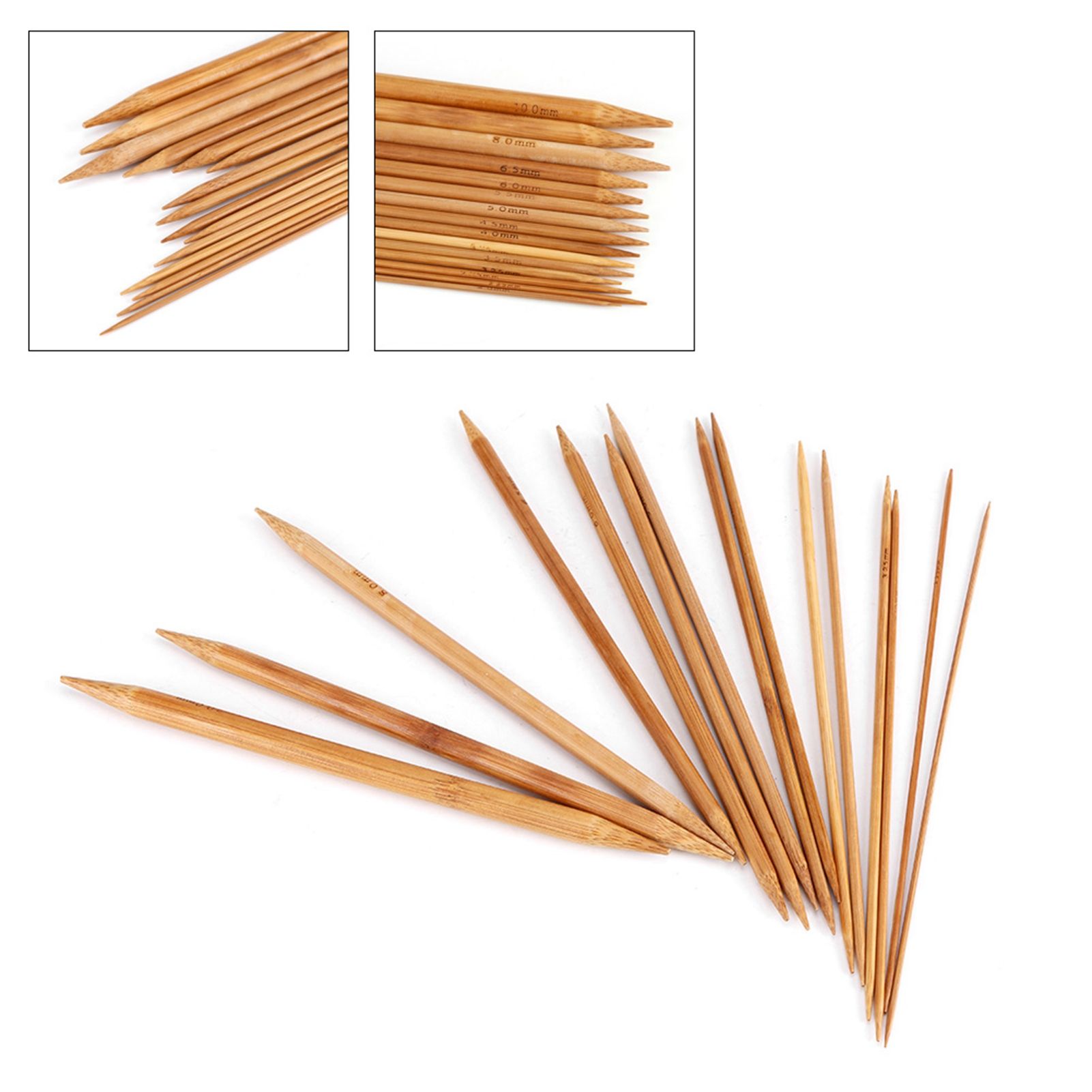 Bamboo Knitting Needles Smooth Double Pointed Set 15 Sizes from 2mm to 10mm view 7
