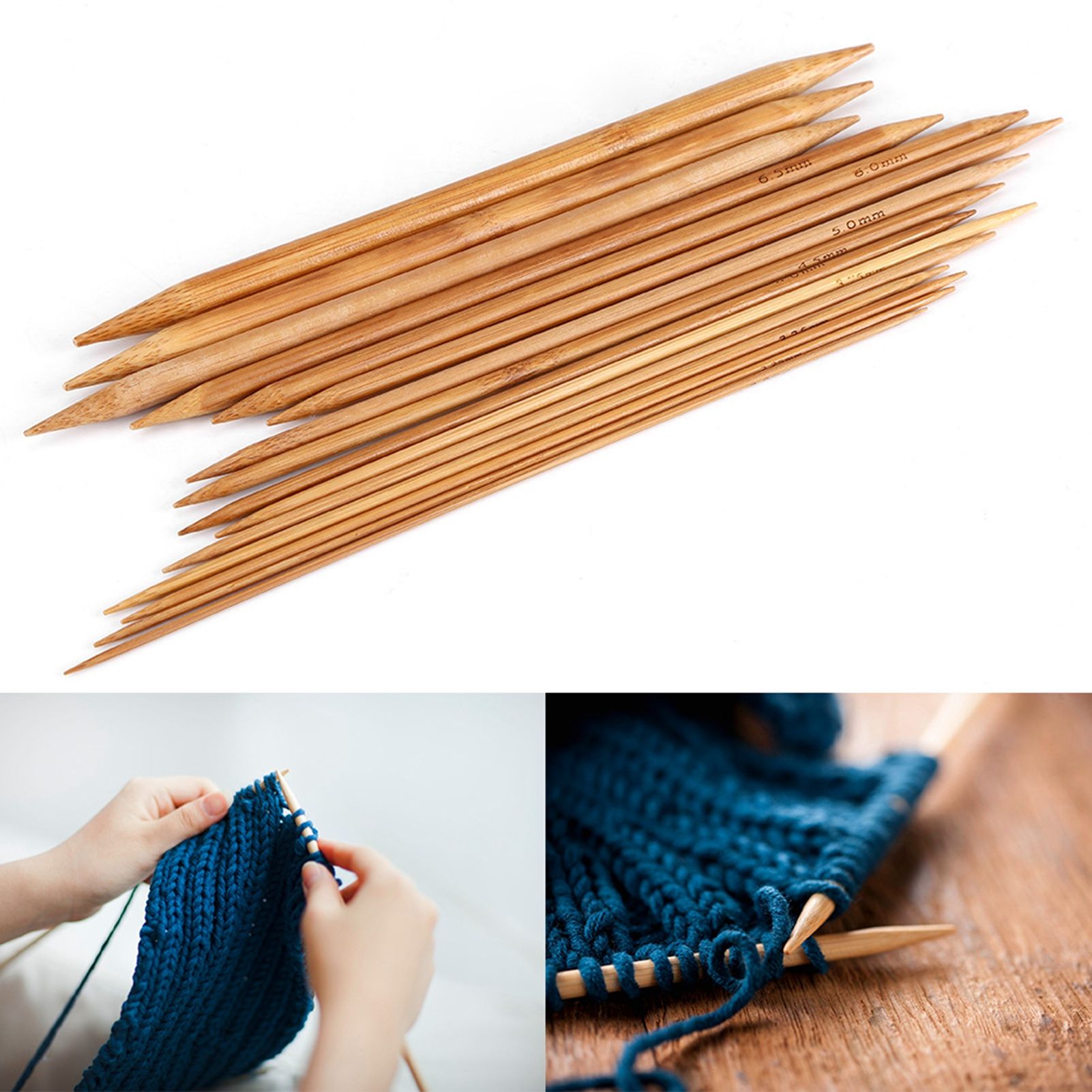 Bamboo Knitting Needles Smooth Double Pointed Set 15 Sizes from 2mm to 10mm view 11