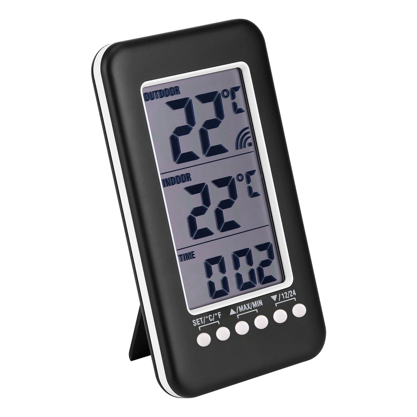 LCD Digital Indoor Outdoor Thermometer Clock Temperature Meter Wireless view 2