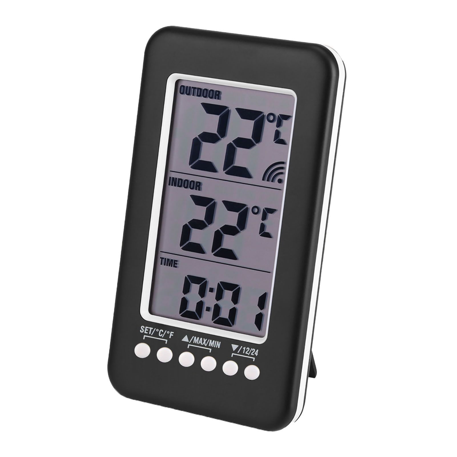 LCD Digital Indoor Outdoor Thermometer Clock Temperature Meter Wireless view 3