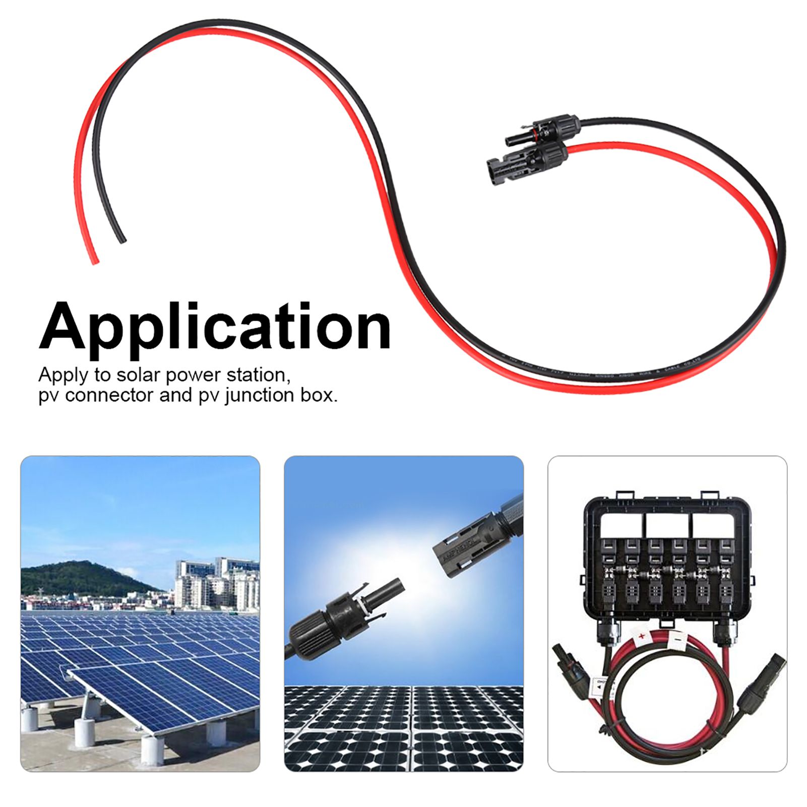 2.5mm Pair of Red Black Solar Panel PV Cable Wire Male Female Connectors view 11
