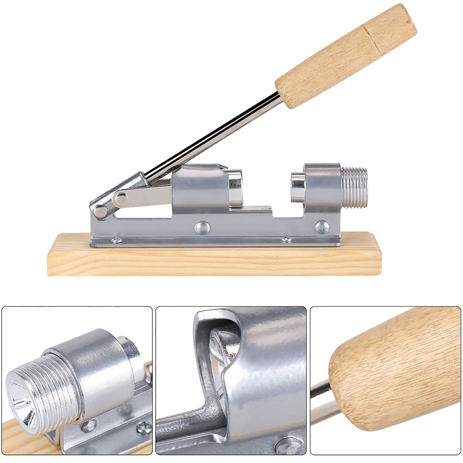 Mechanical Walnut Cracker Nut Opener Kitchen Tools Desktop Wood Base Handle view 13