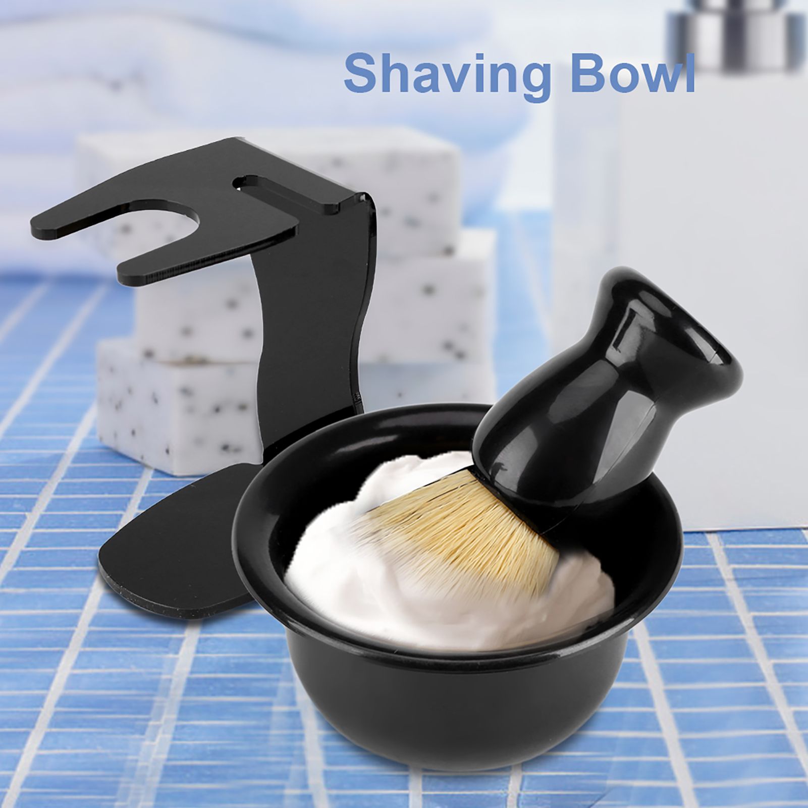 3 PCS Professional Men Shaving Brush Stand Holder Bowl Set view 11