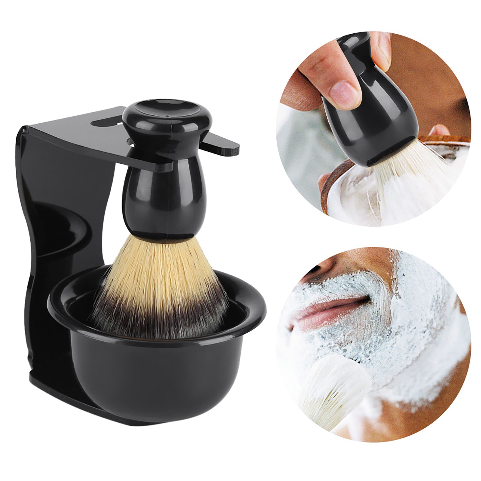 3 PCS Professional Men Shaving Brush Stand Holder Bowl Set view 14