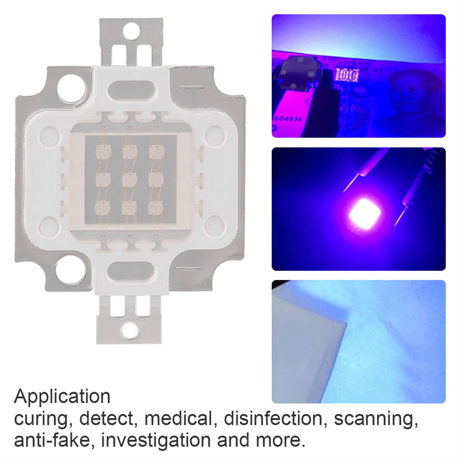 395-400Nm UV Purple LED Integrated Chips COB Ultraviolet Light Lamp Beads 10W view 10
