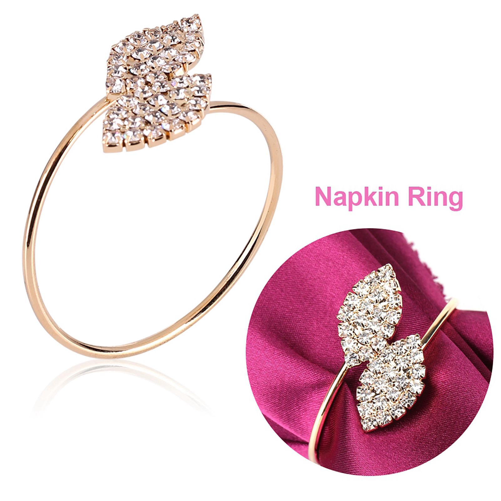 12Pcs Rhinestone Napkin Ring Set Handmade Buckle Holder Wedding Dinner Decoration view 10