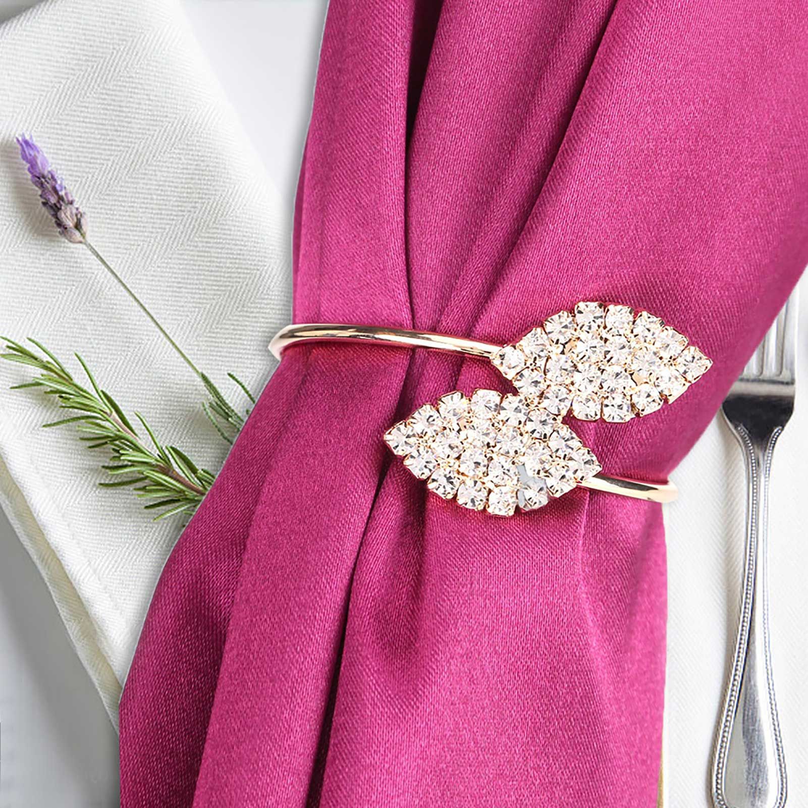 12Pcs Rhinestone Napkin Ring Set Handmade Buckle Holder Wedding Dinner Decoration view 13