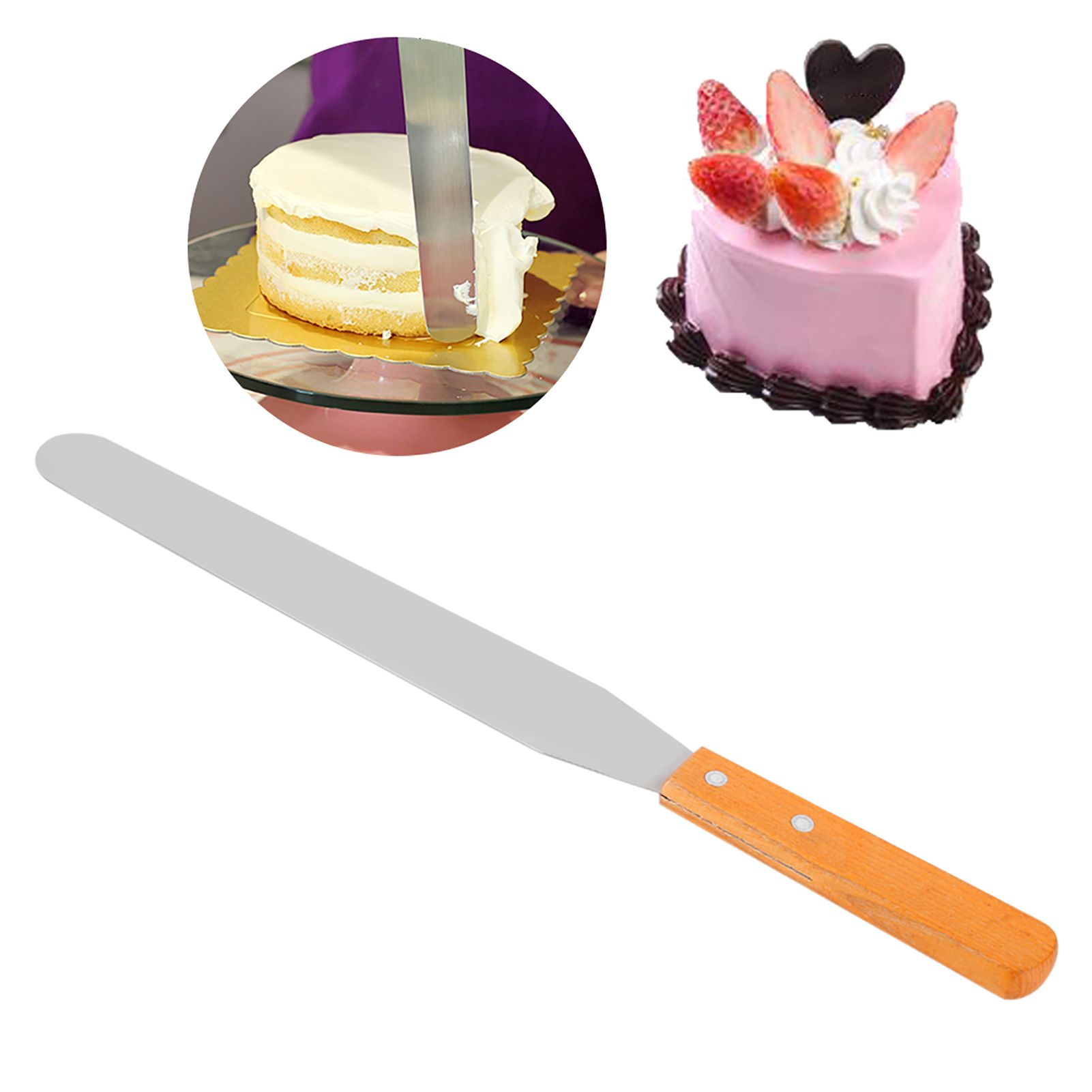 Stainless Steel Wood Straight Spatula Cake Icing Decorating Smooth Tool for view 12