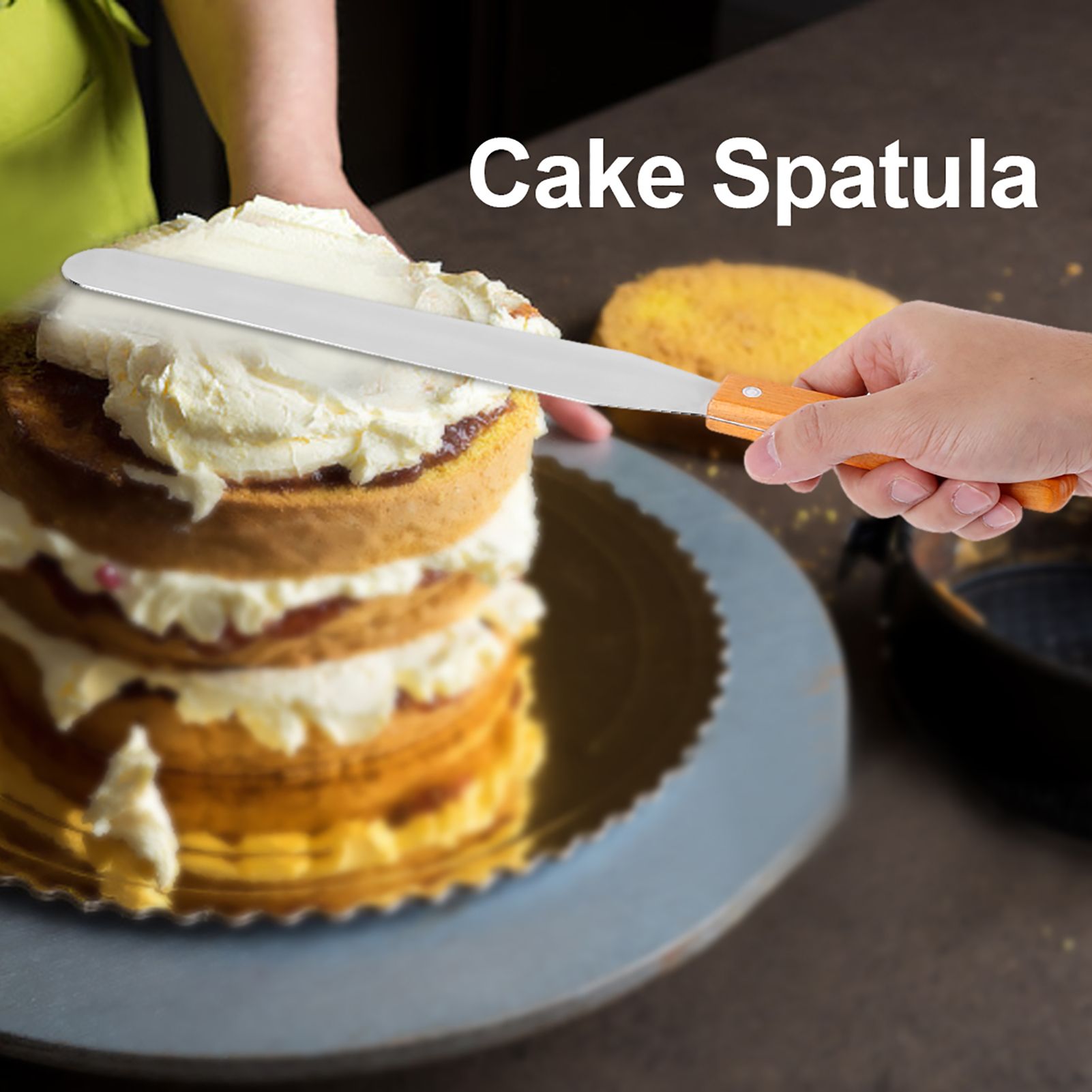 Stainless Steel Wood Straight Spatula Cake Icing Decorating Smooth Tool for view 13