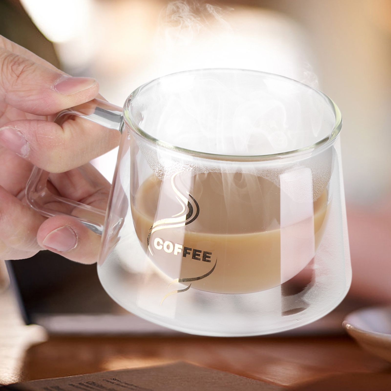 Double Wall Insulated Glass Cup Heat Resistant Mug Glassware for Coffee Tea Milk view 12