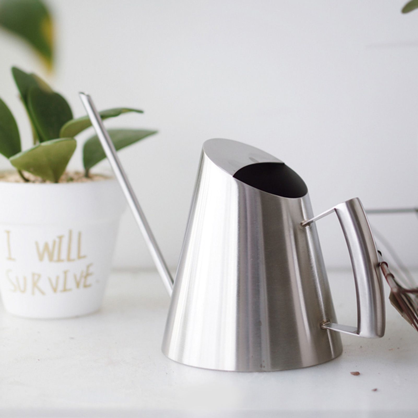 1500ml Stainless Steel Watering Can Brushed Garden Planting Indoor Outdoor view 9