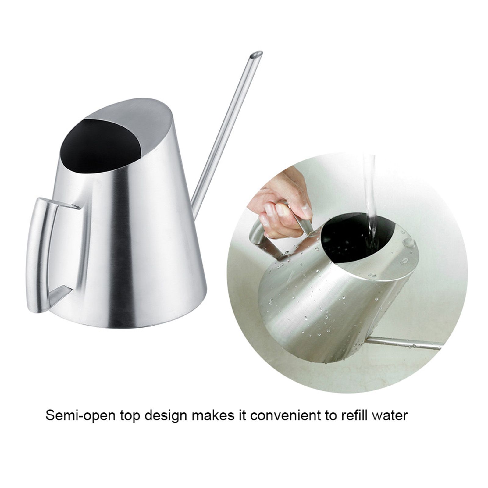 1500ml Stainless Steel Watering Can Brushed Garden Planting Indoor Outdoor view 10