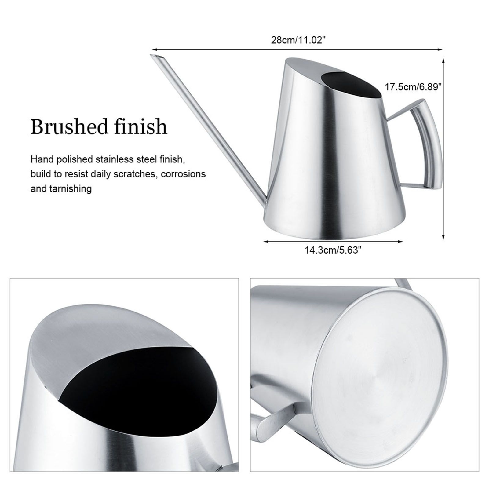 1500ml Stainless Steel Watering Can Brushed Garden Planting Indoor Outdoor view 11