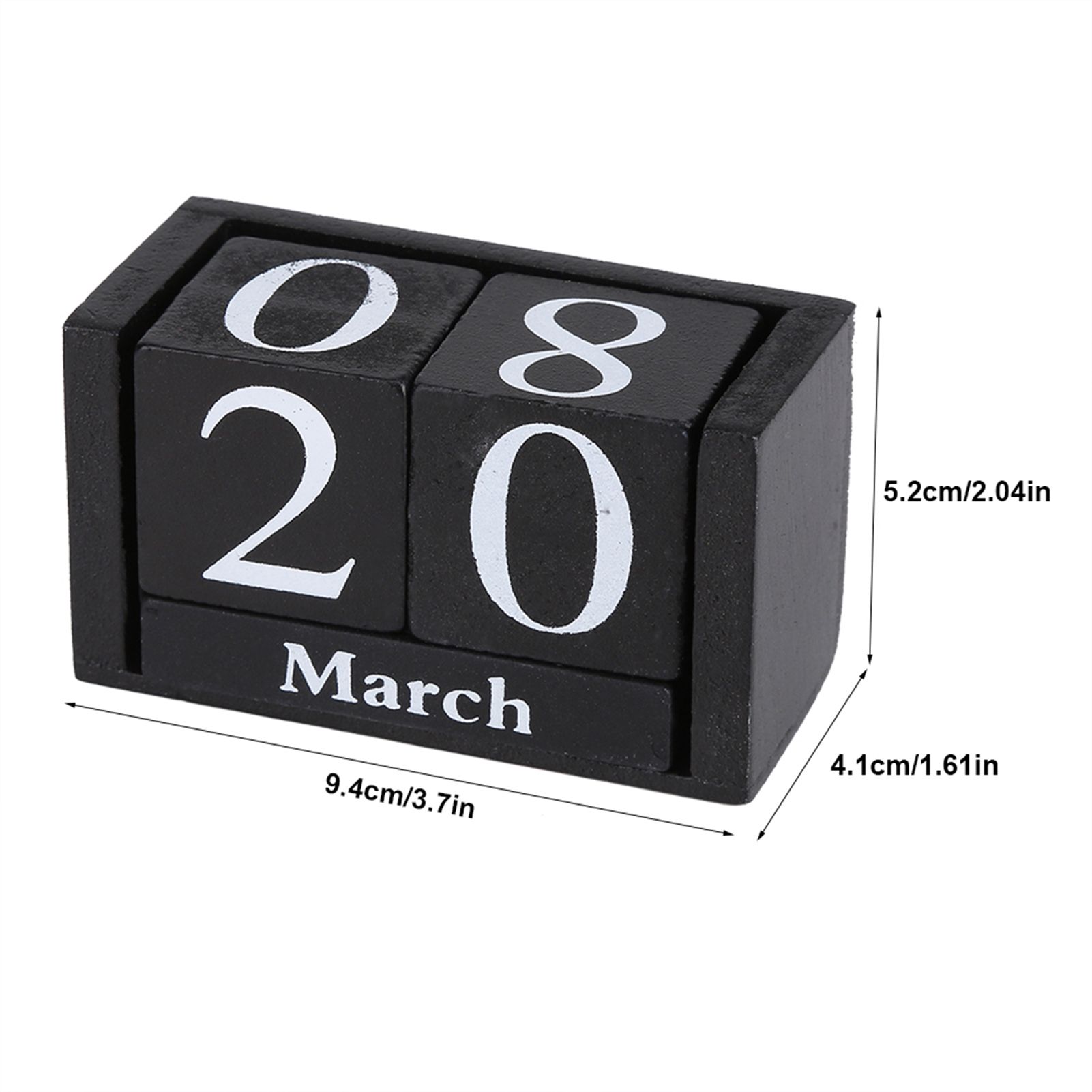 Vintage Wooden Calendar Desktop Wood Block Month Date Display Home Office view 11