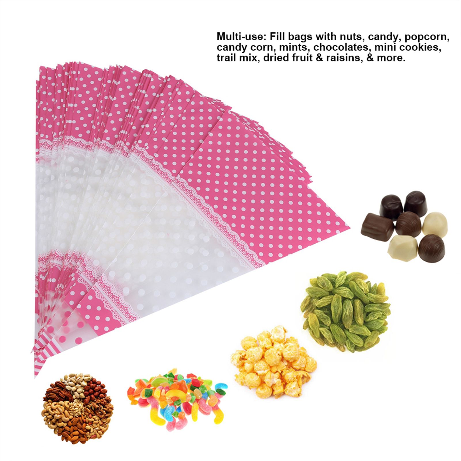 50 Piece Clear Cone Shaped Treat Popcorn Bags Treat Bags Cellophane Candy Bags view 11