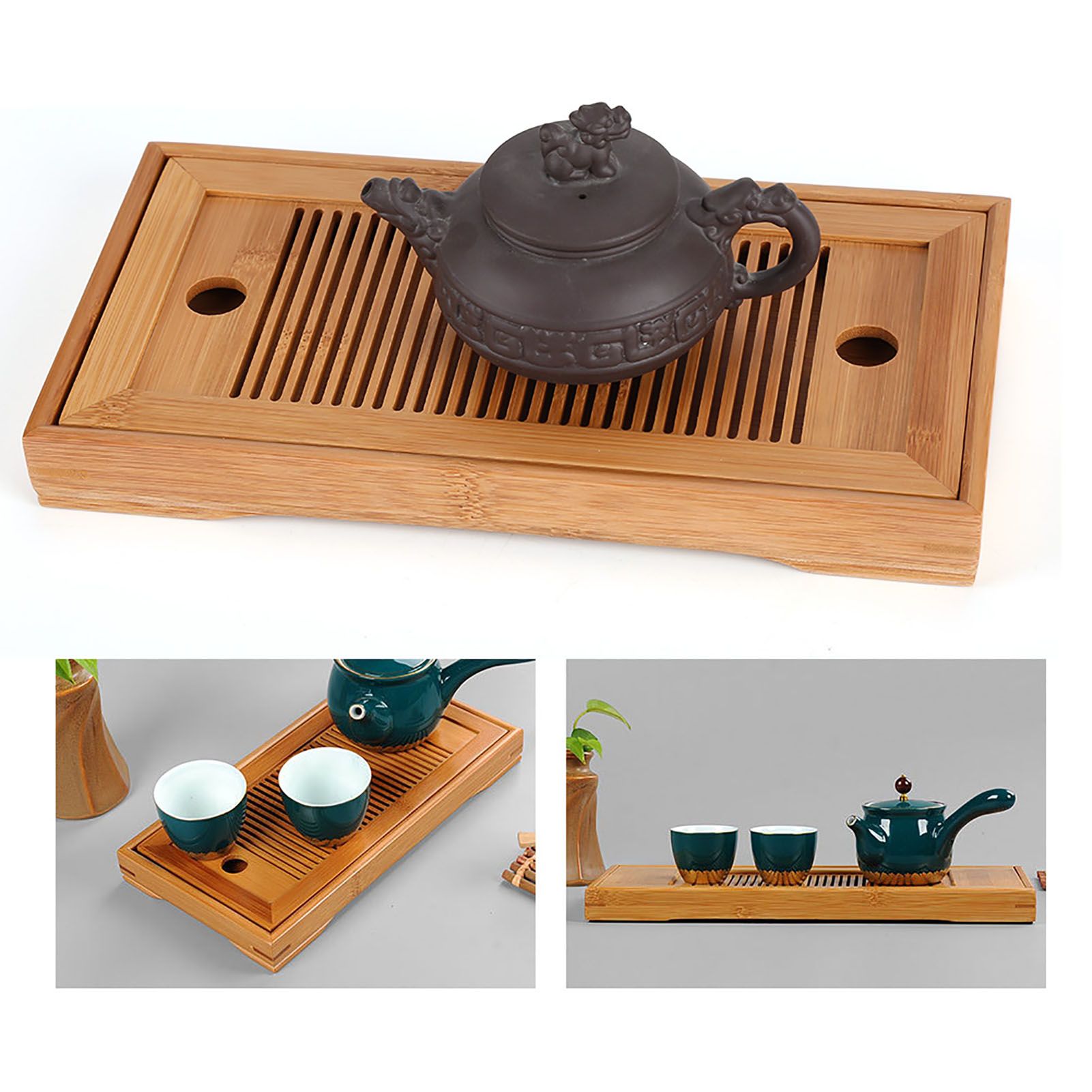 Bamboo Tea Tray Chinese Gongfu Tea Mini Serving Table for Teahouse Home Office view 13
