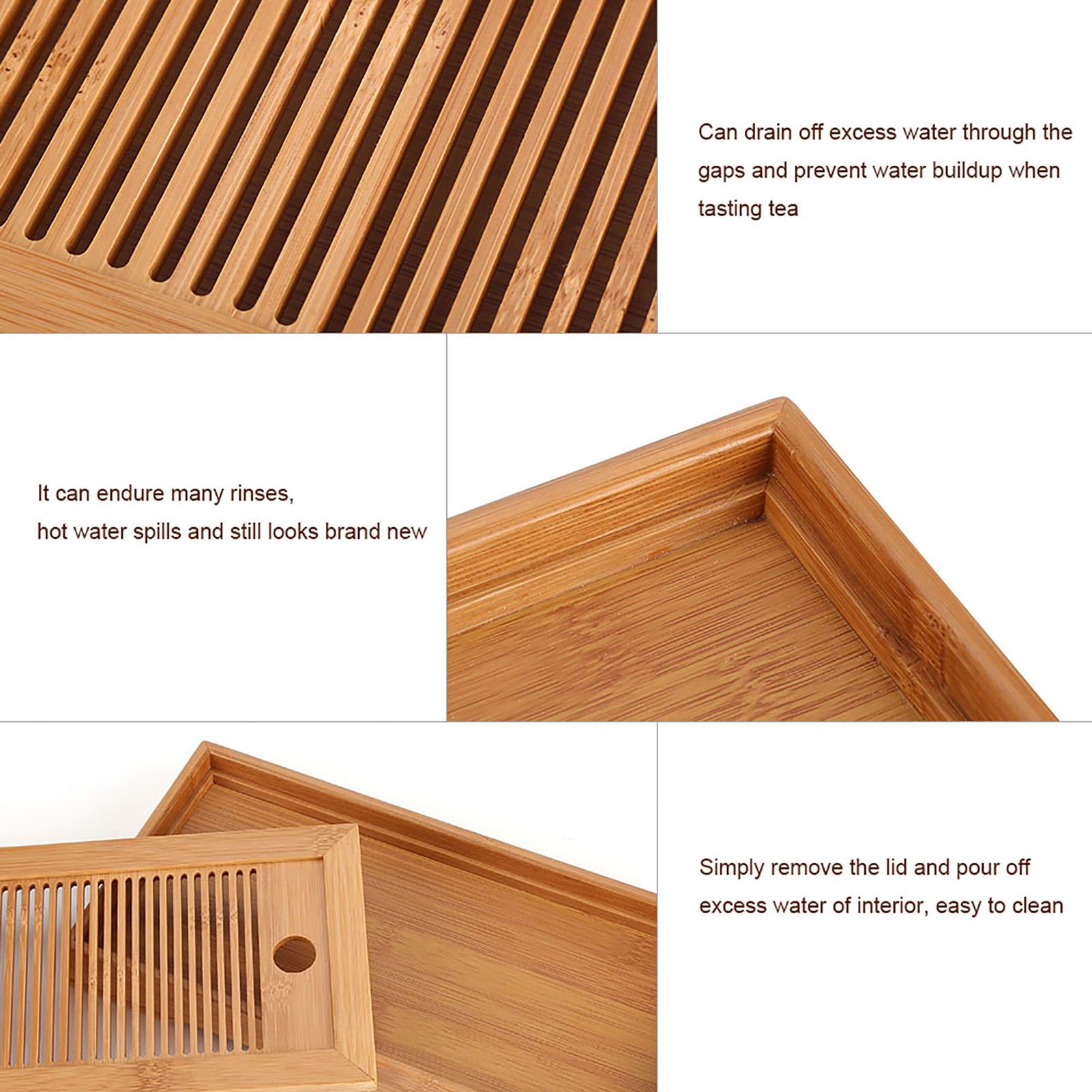 Bamboo Tea Tray Chinese Gongfu Tea Mini Serving Table for Teahouse Home Office view 14